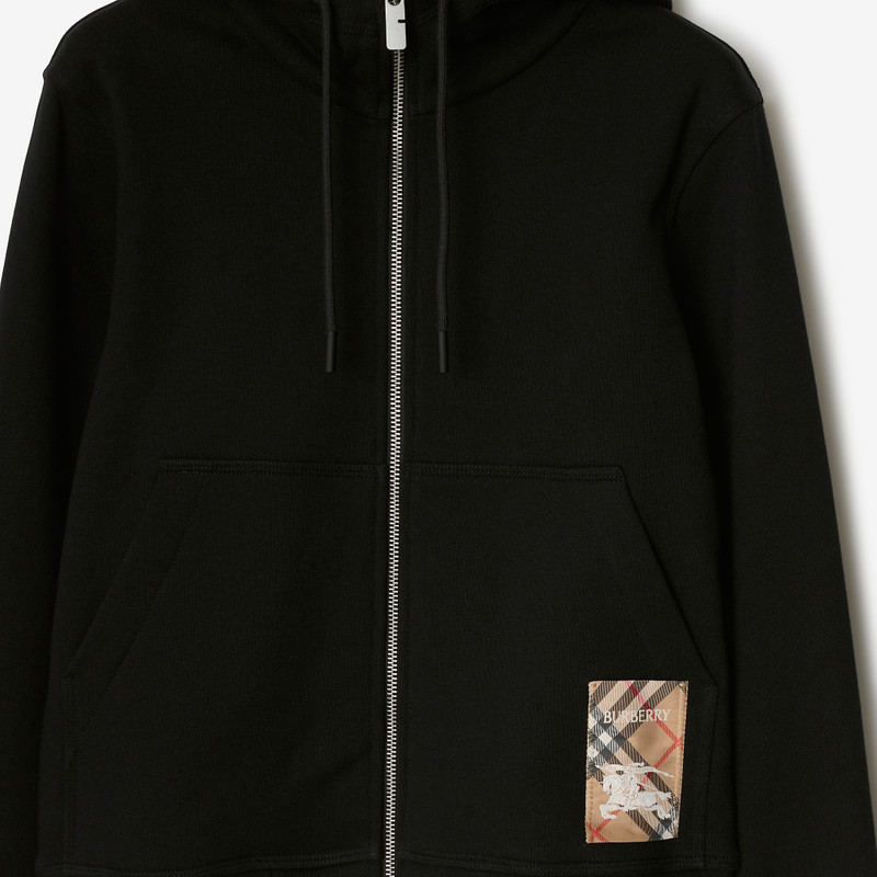 Burberry Check Label Cotton Zip Hoodie outlook