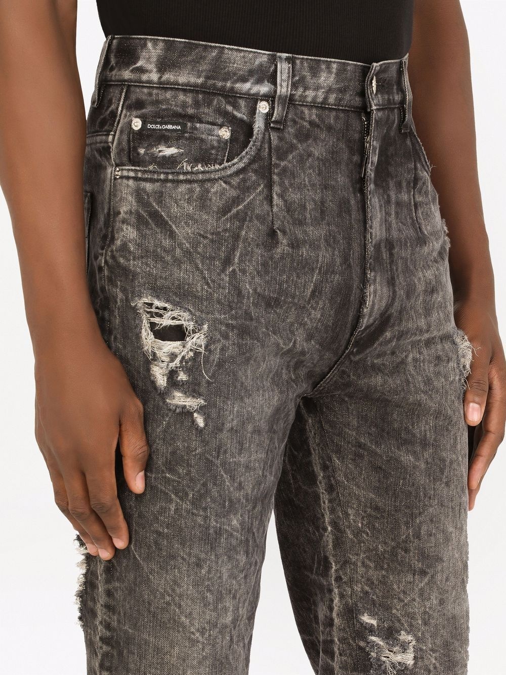 distressed straight-leg jeans - 5