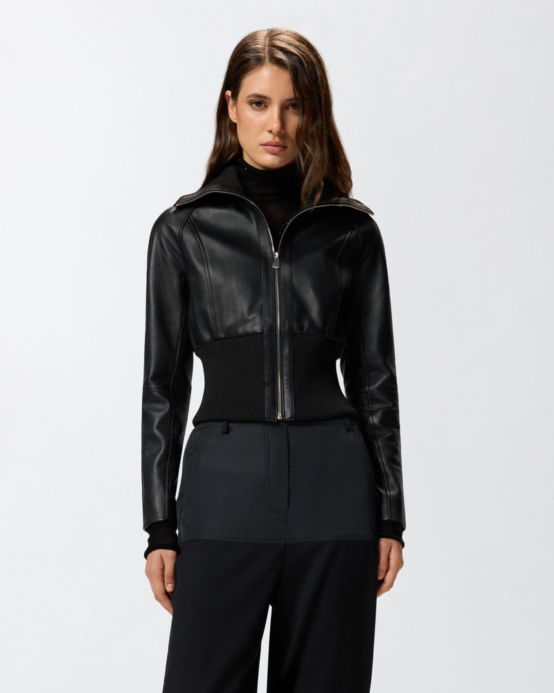PINKO SHORT NAPPA LEATHER AND KNIT JACKET outlook