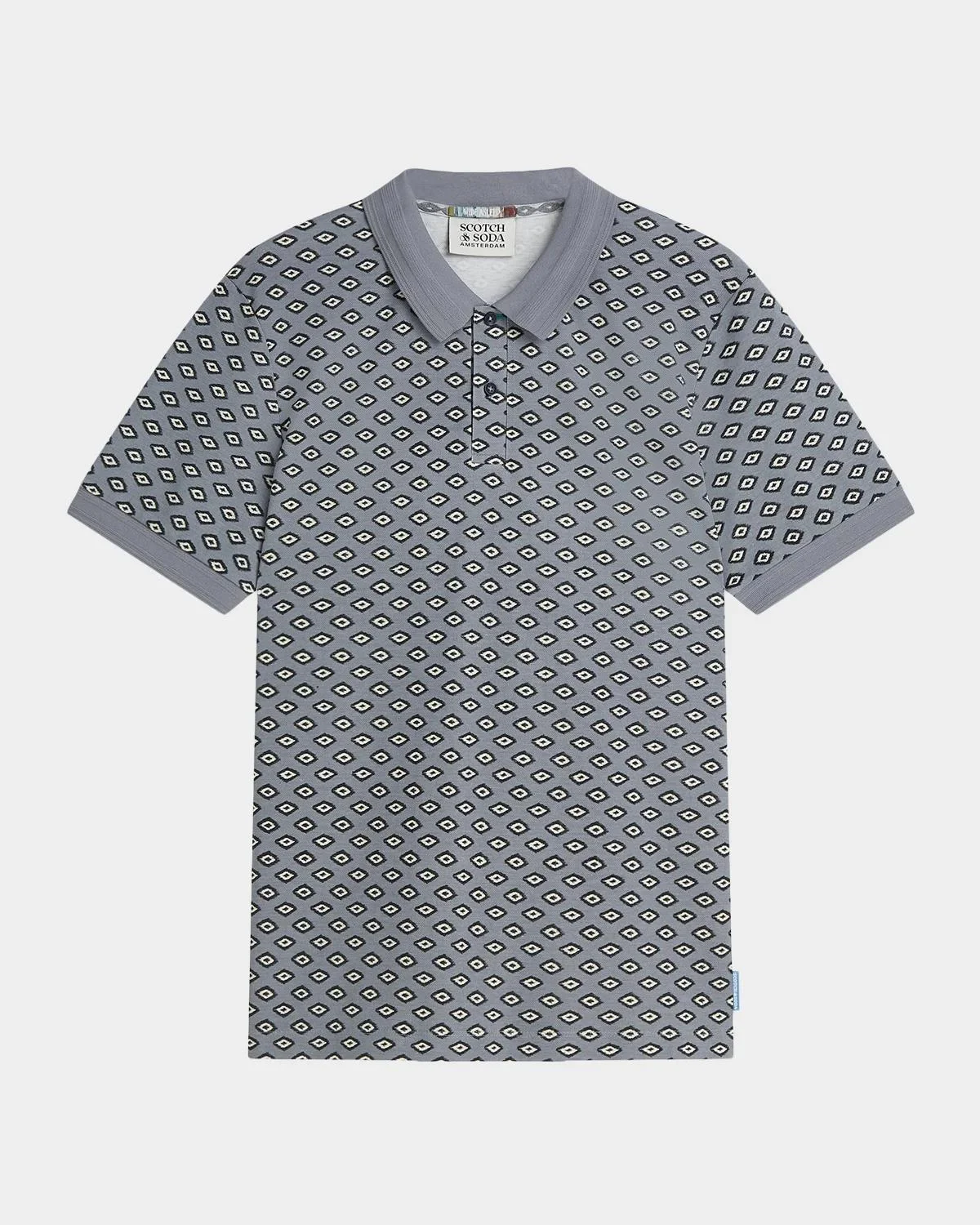 Men's Micro-Printed Cotton Polo Shirt - 1