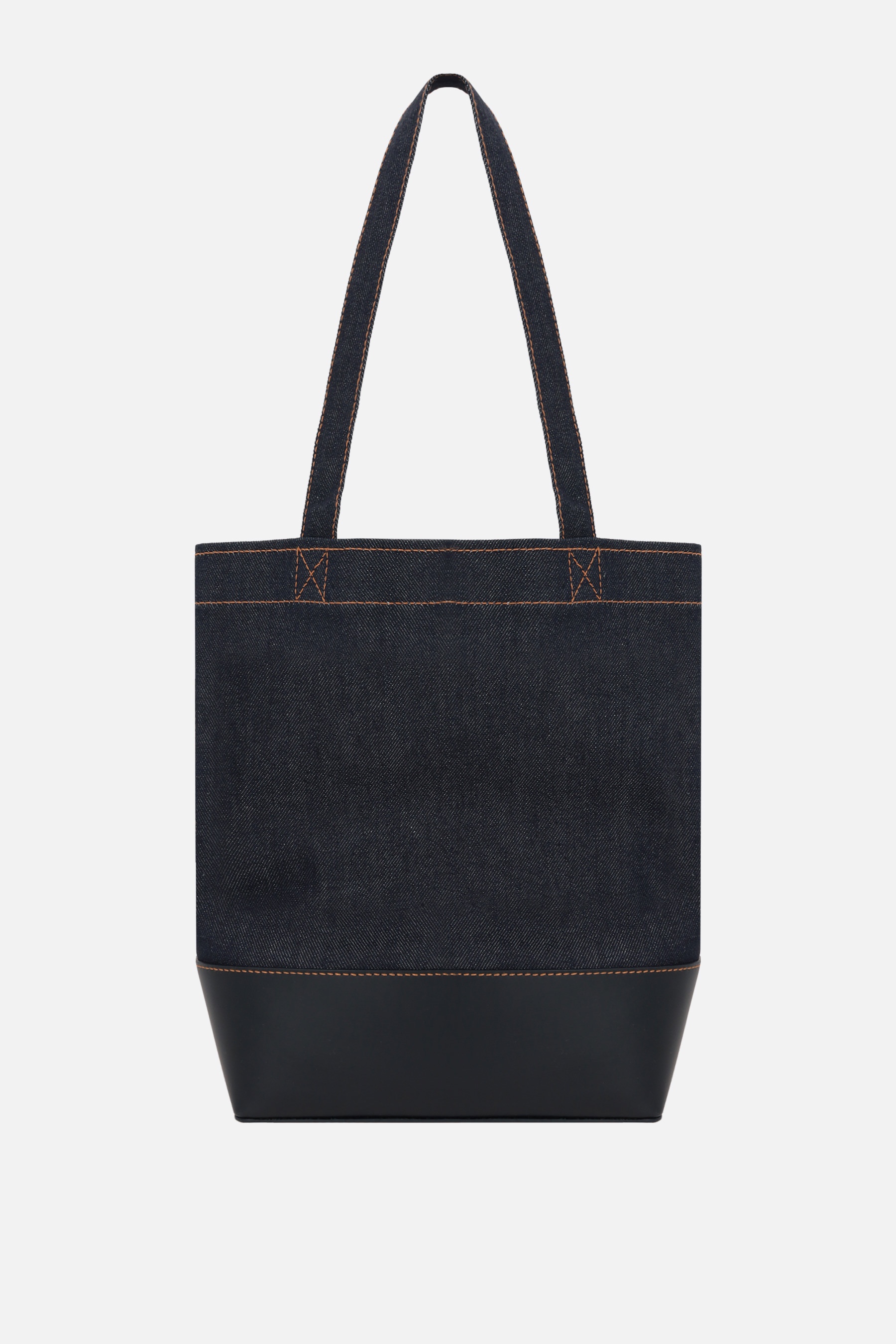 A.P.C. AXEL SMALL DENIM AND SMOOTH LEATHER TOTE BAG