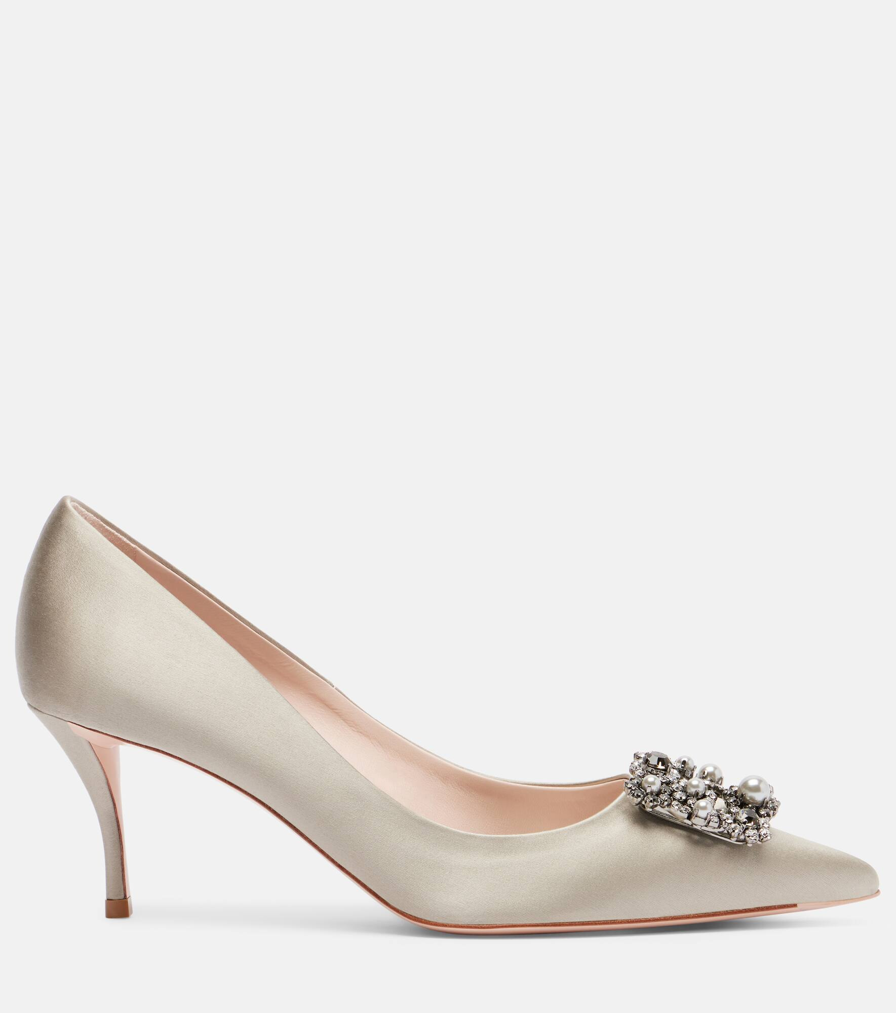 Flower Strass 65 embellished satin pumps - 4