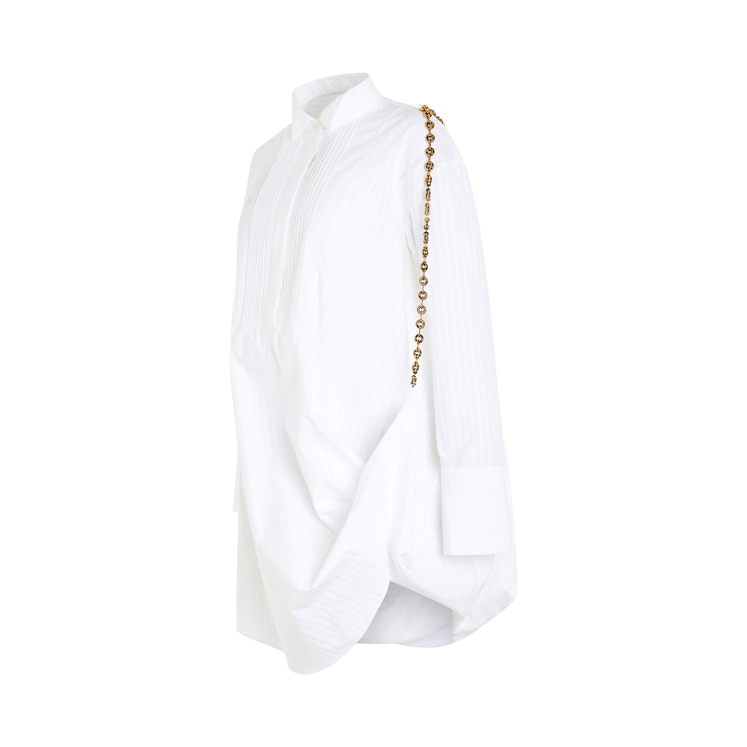 Chain Shirt Dress in Optic White - 2