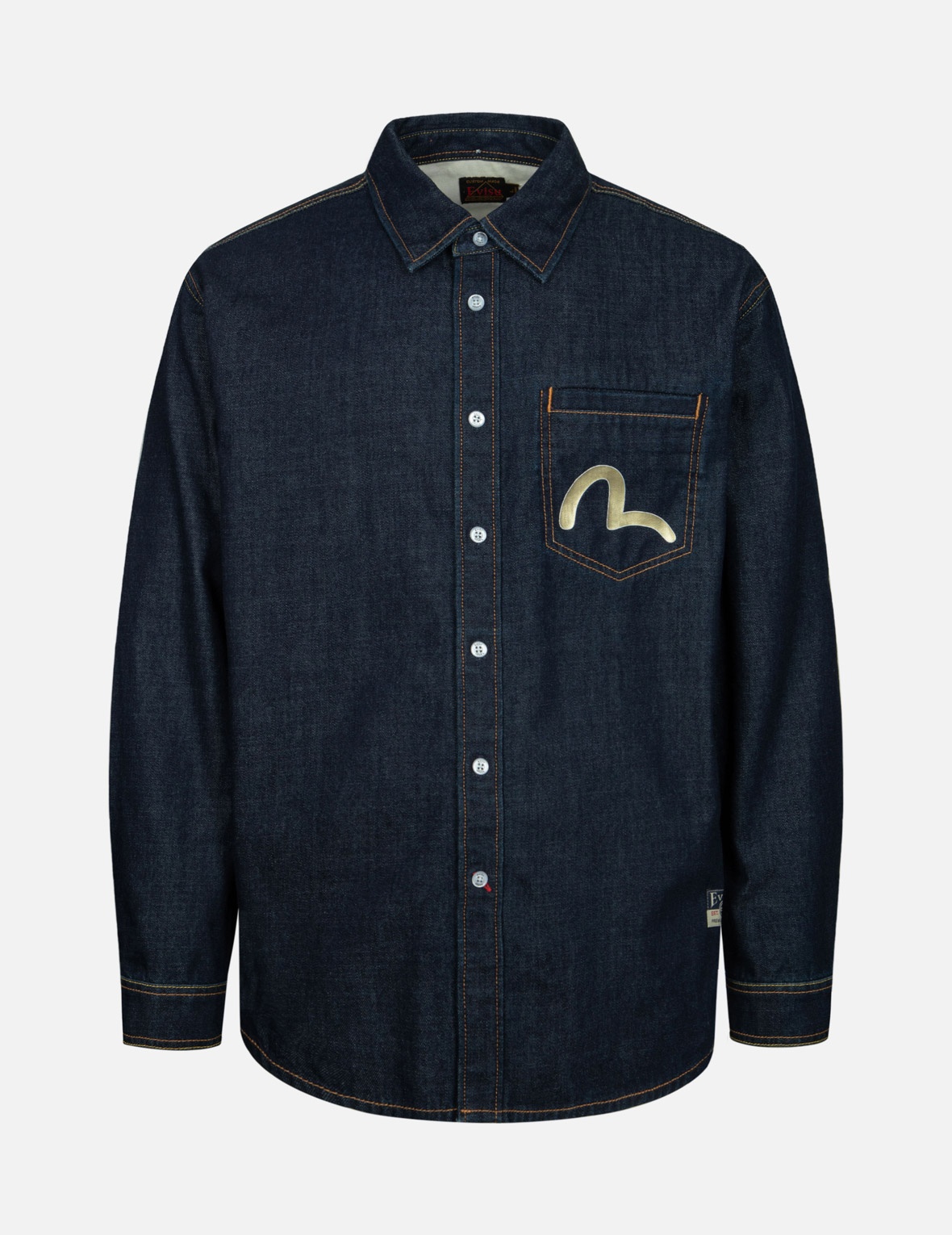 KAMON STITCHING AND THE GREAT WAVE DAICOCK PRINT RELAX FIT DENIM SHIRT - 2