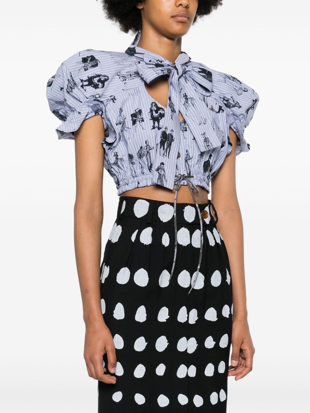 royalty-print striped crop top - 3