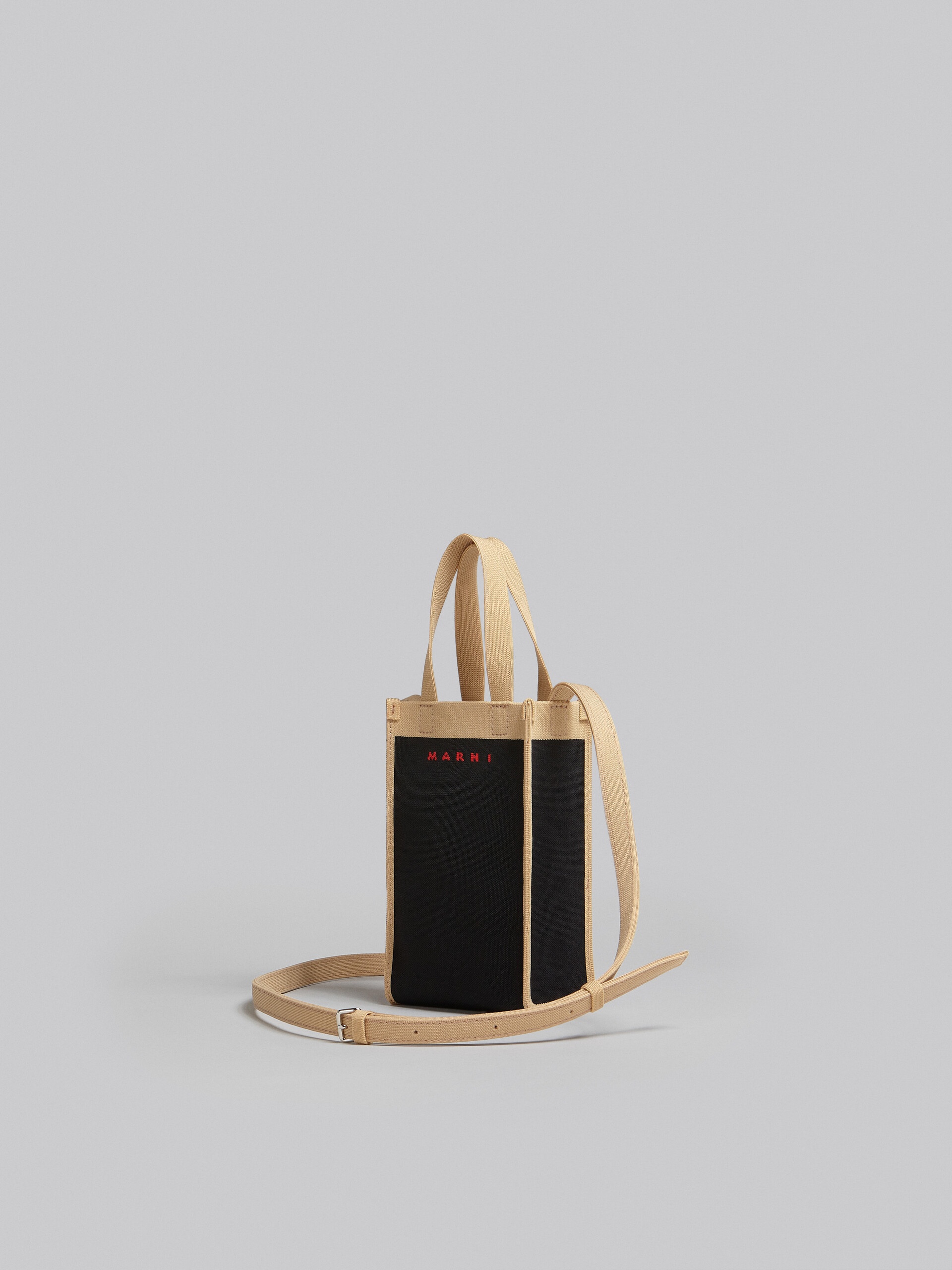 BLACK AND BEIGE JACQUARD MINI SHOULDER BAG 3