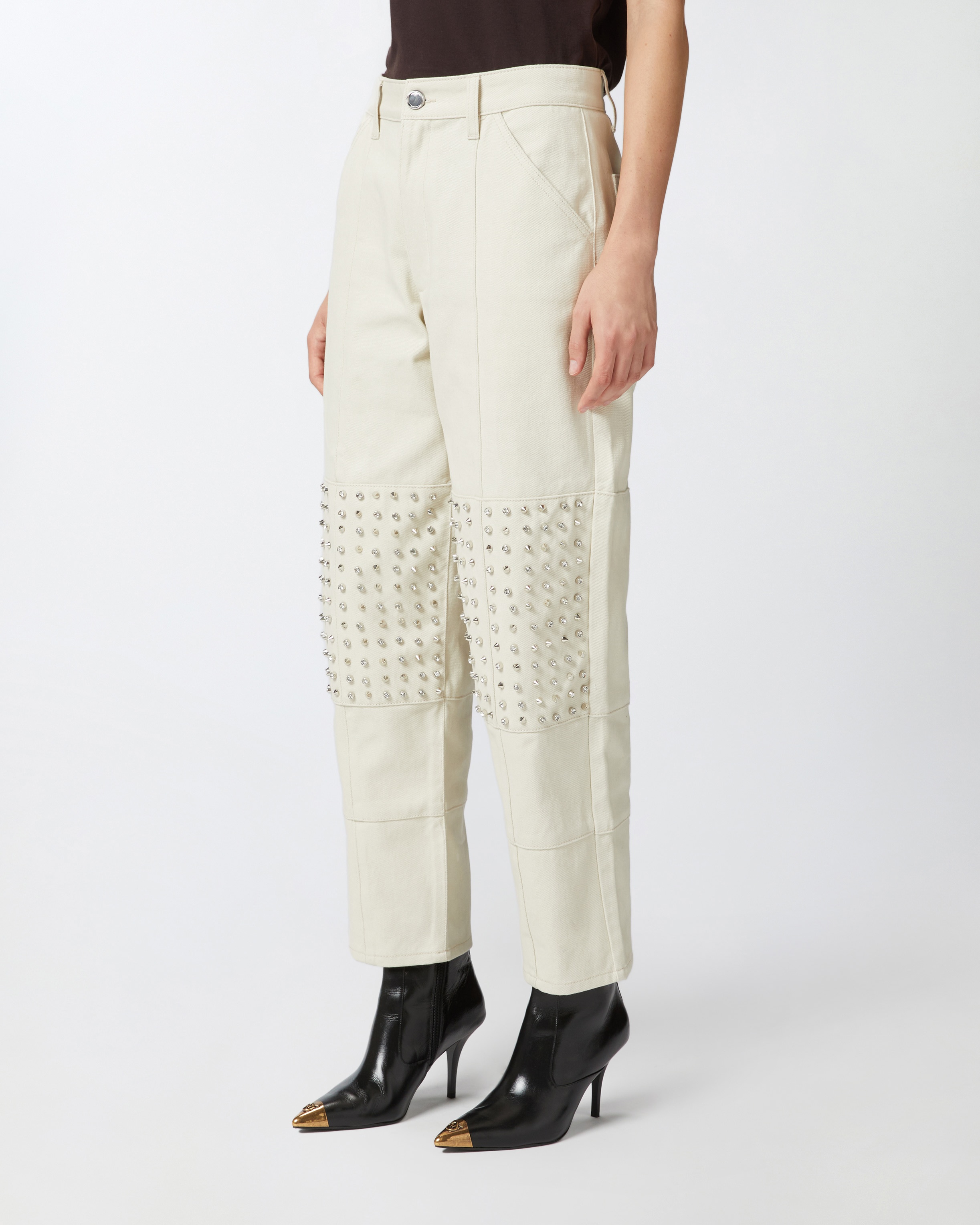 COTTON BULL TROUSERS WITH POINTED STUDS - 3