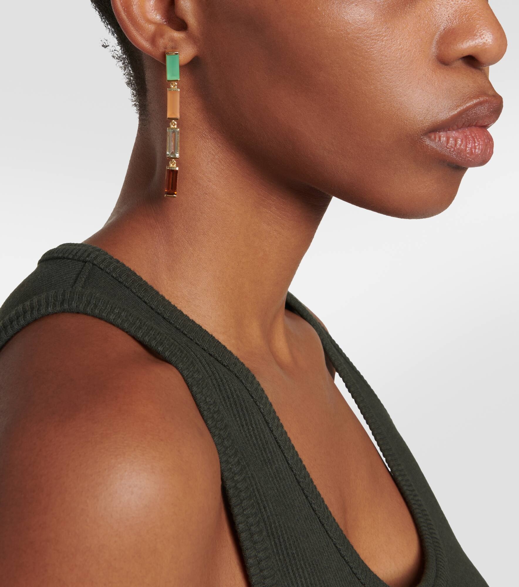 Deco Maxi embellished 9kt gold drop earrings - 3