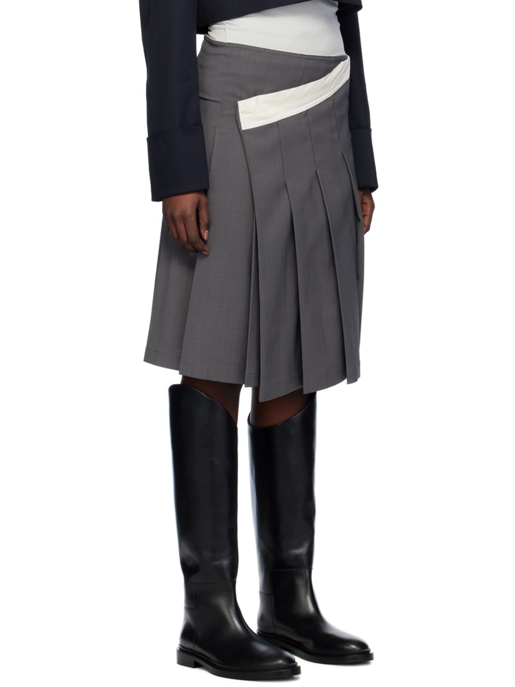 Gray Wrap Midi Skirt - 2