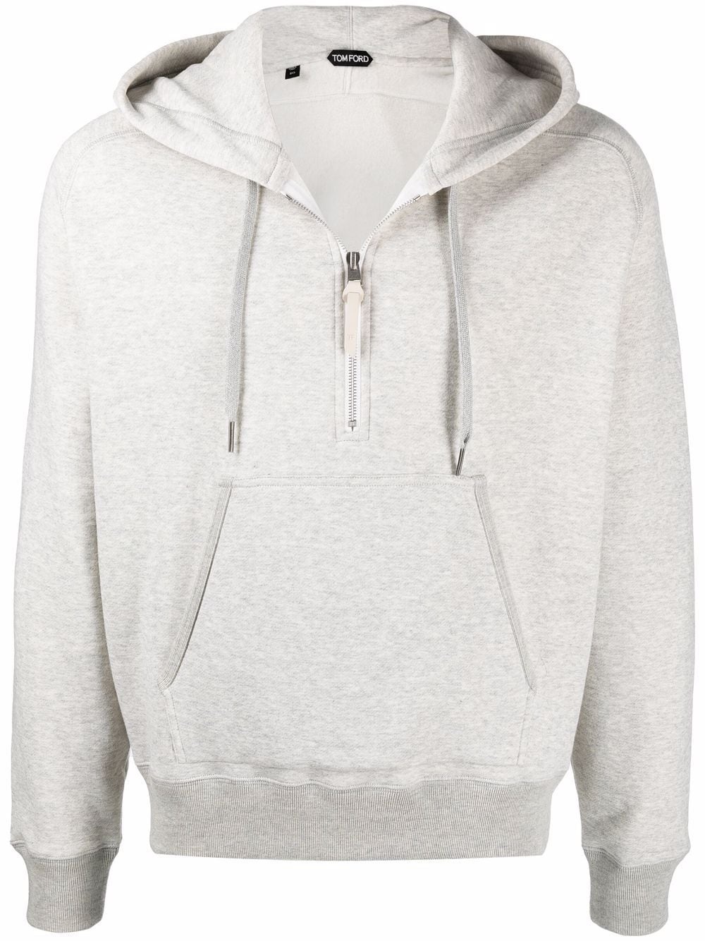 zip-detail cotton hoodie - 1