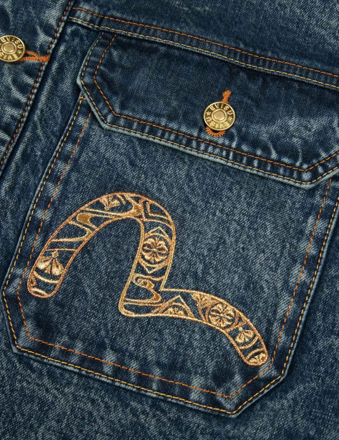 KAMON AND SEAGULL BROCADE APPLIQUÉ WITH CARP EMBRODIERY RELAX FIT DENIM JACKET - 12