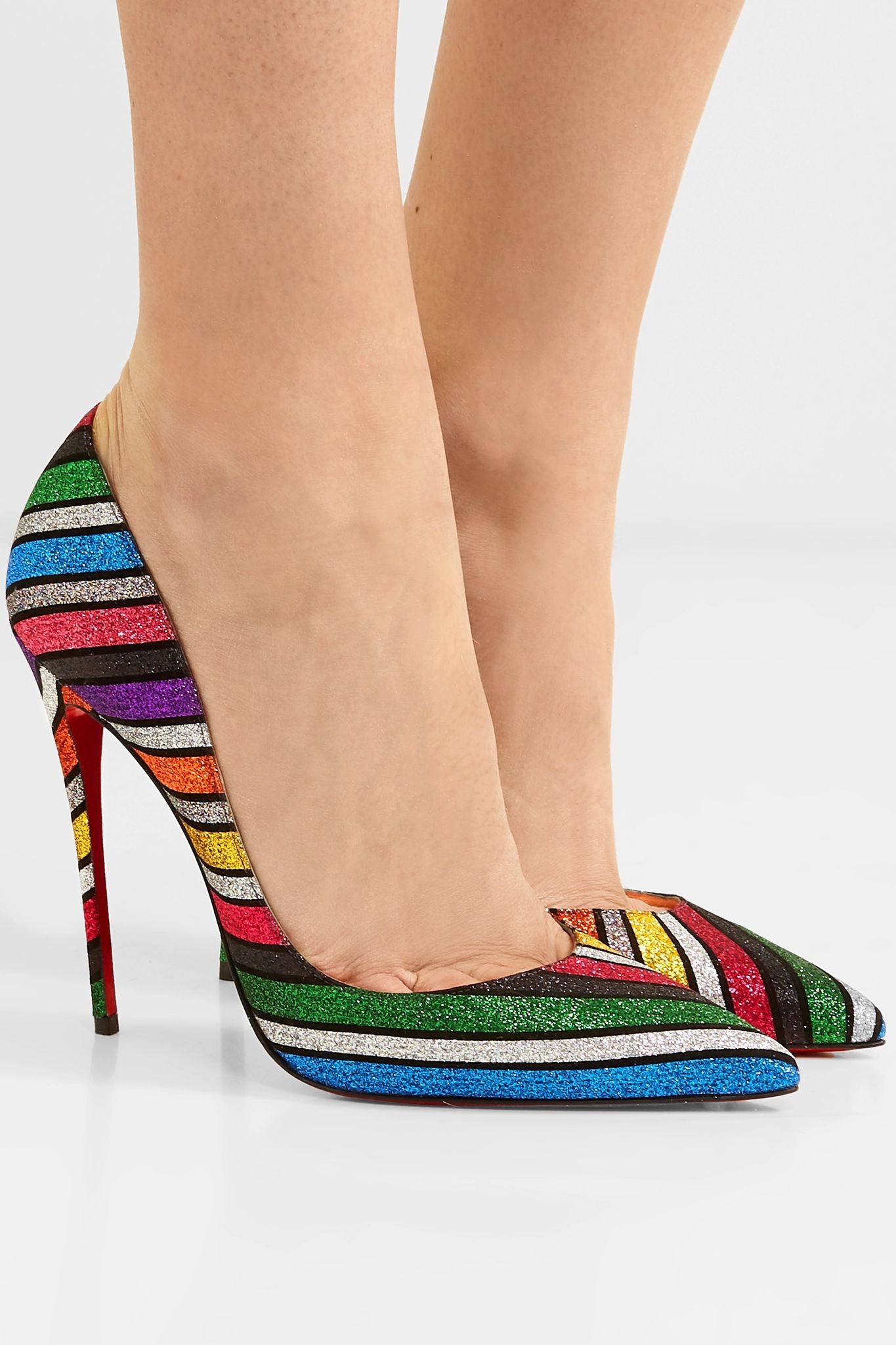 So Kate 120 striped glittered suede pumps - 2