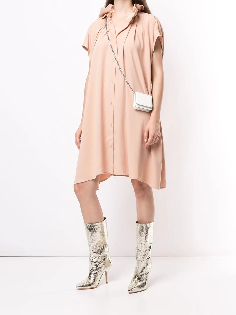 ruffled neck cape dress - 2