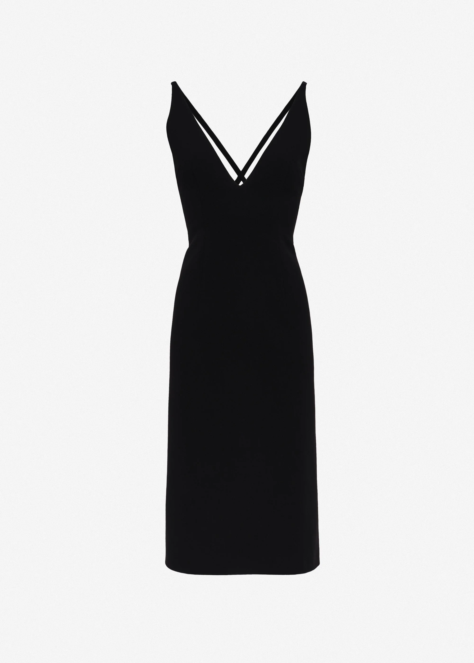 Midi dress with deep V neckline in black - 1