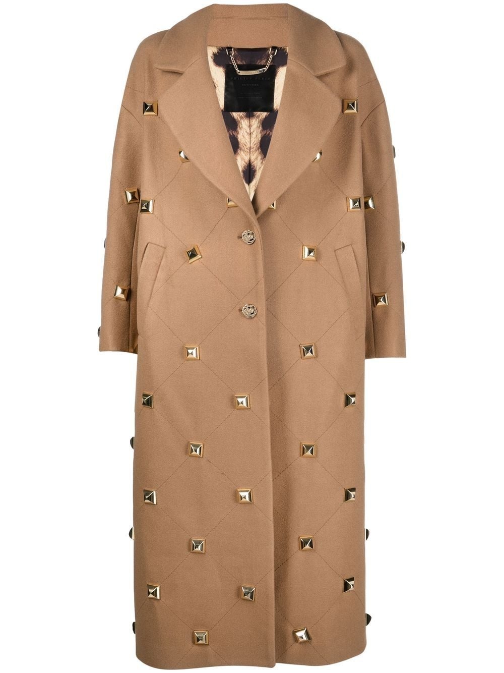 stud-detailed button-front coat - 1
