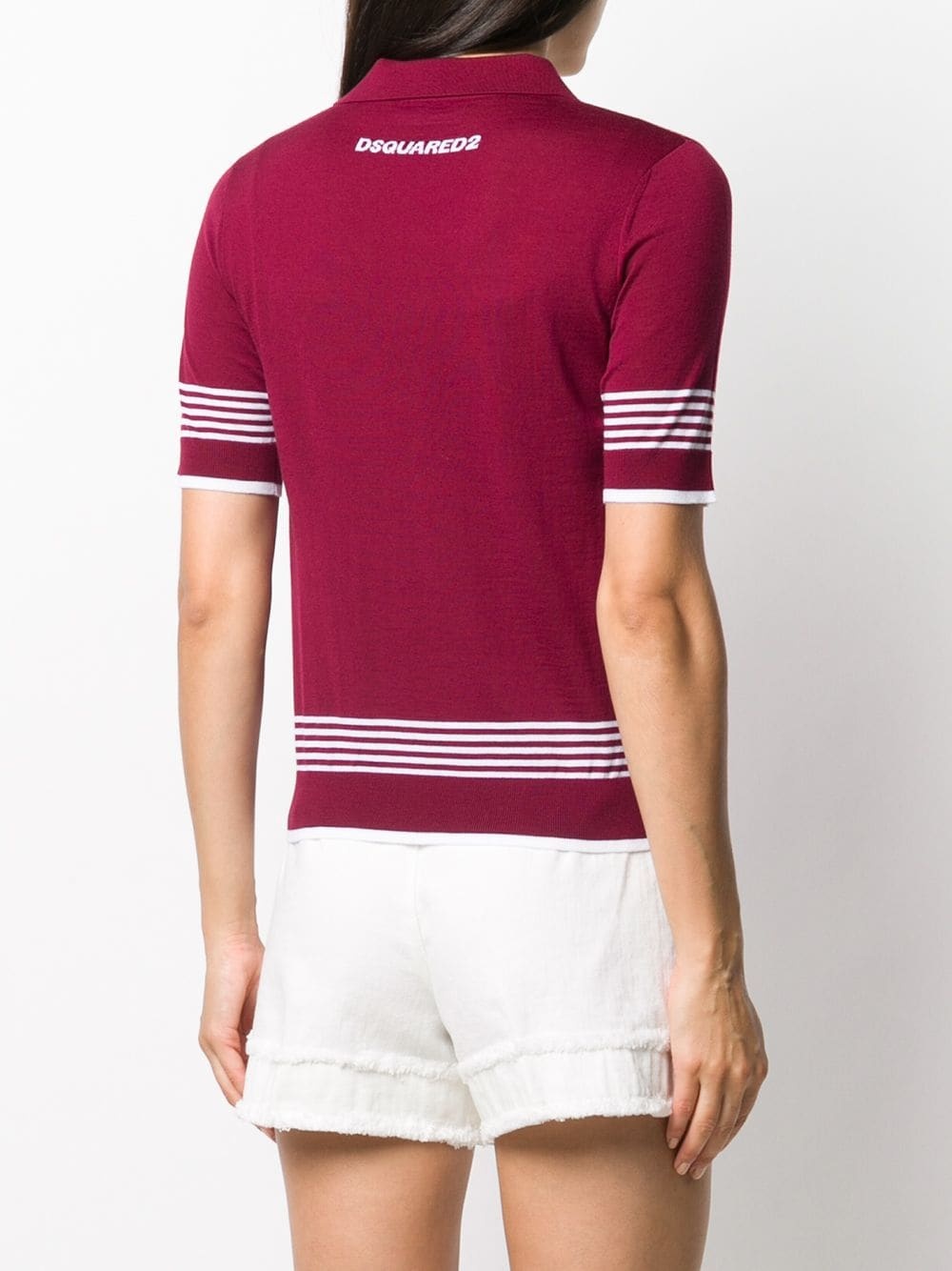 virgin wool polo top with stripe and logo detail - 4