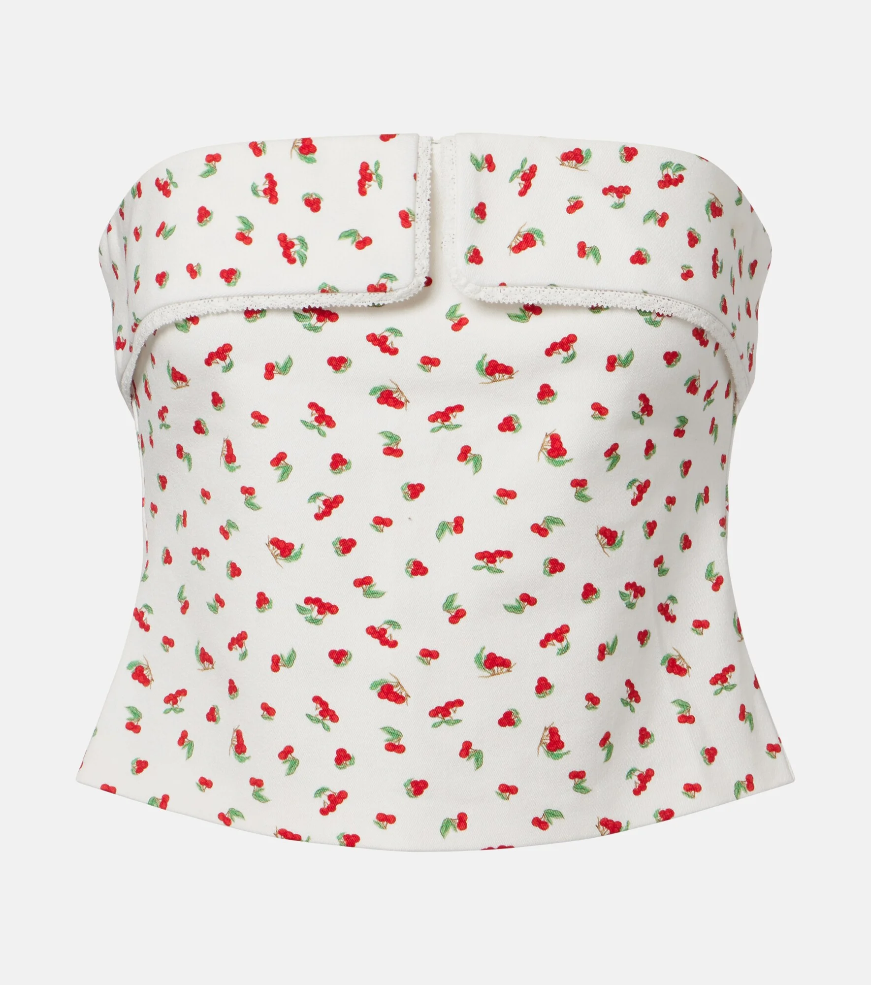 Ebony printed strapless cotton-blend top - 1