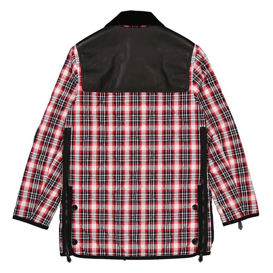 Burberry Men's Bright Red Check Diamond-Quilted Barn Jacket - 2