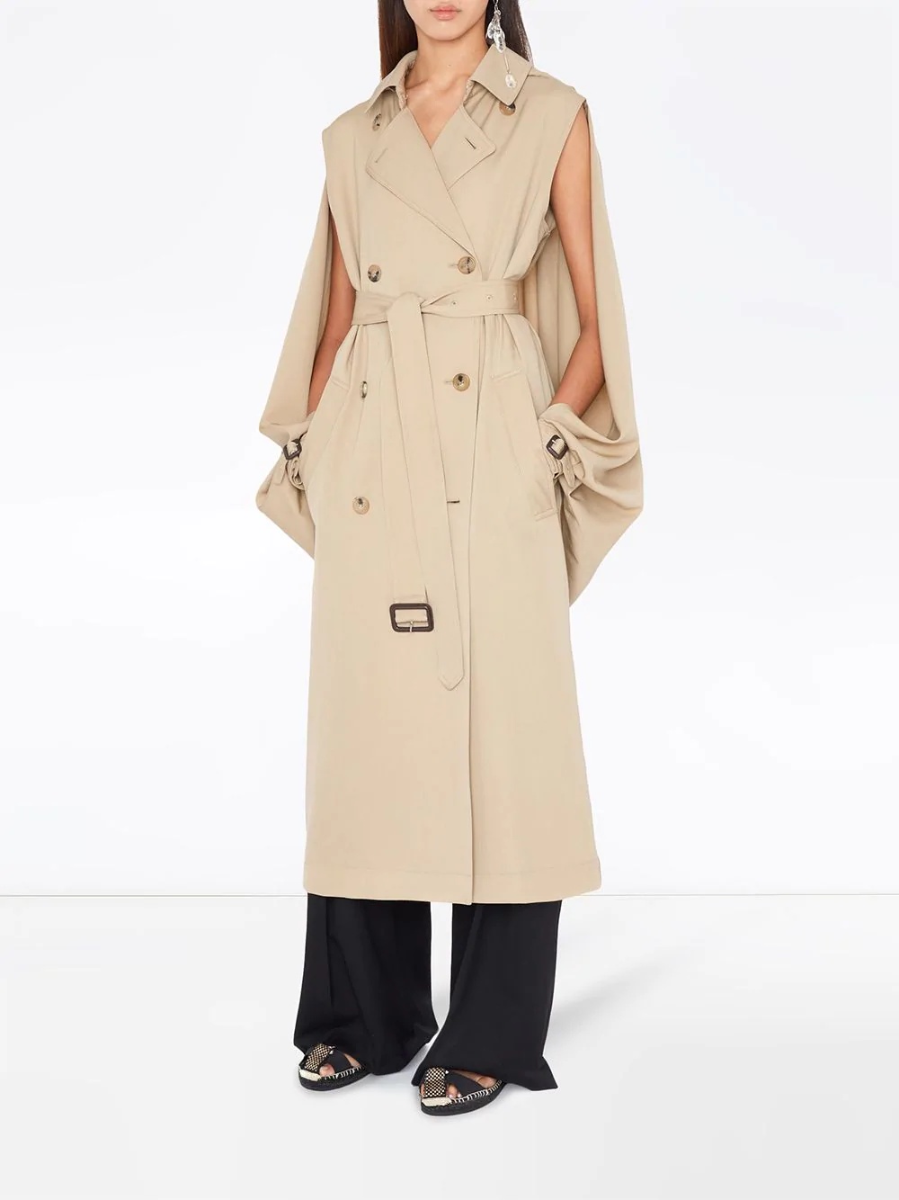 open-sleeve cape trench coat - 2