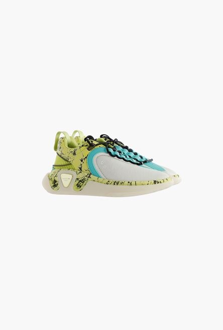 White gummy leather and mesh marble print B-Runner sneakers - 2