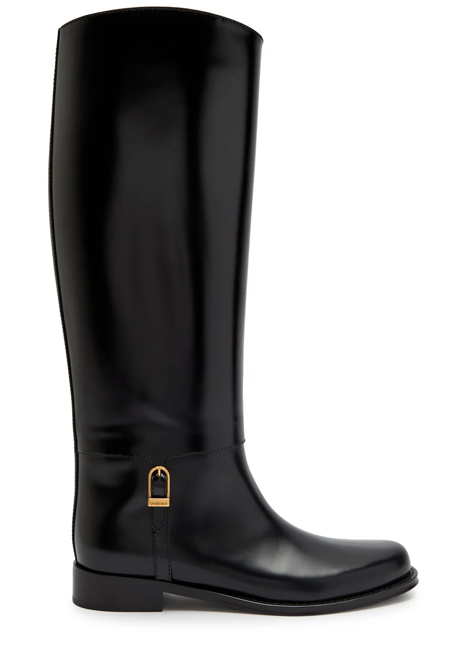 Saint Laurent Julia Glossed Leather Knee-high Boots - 1
