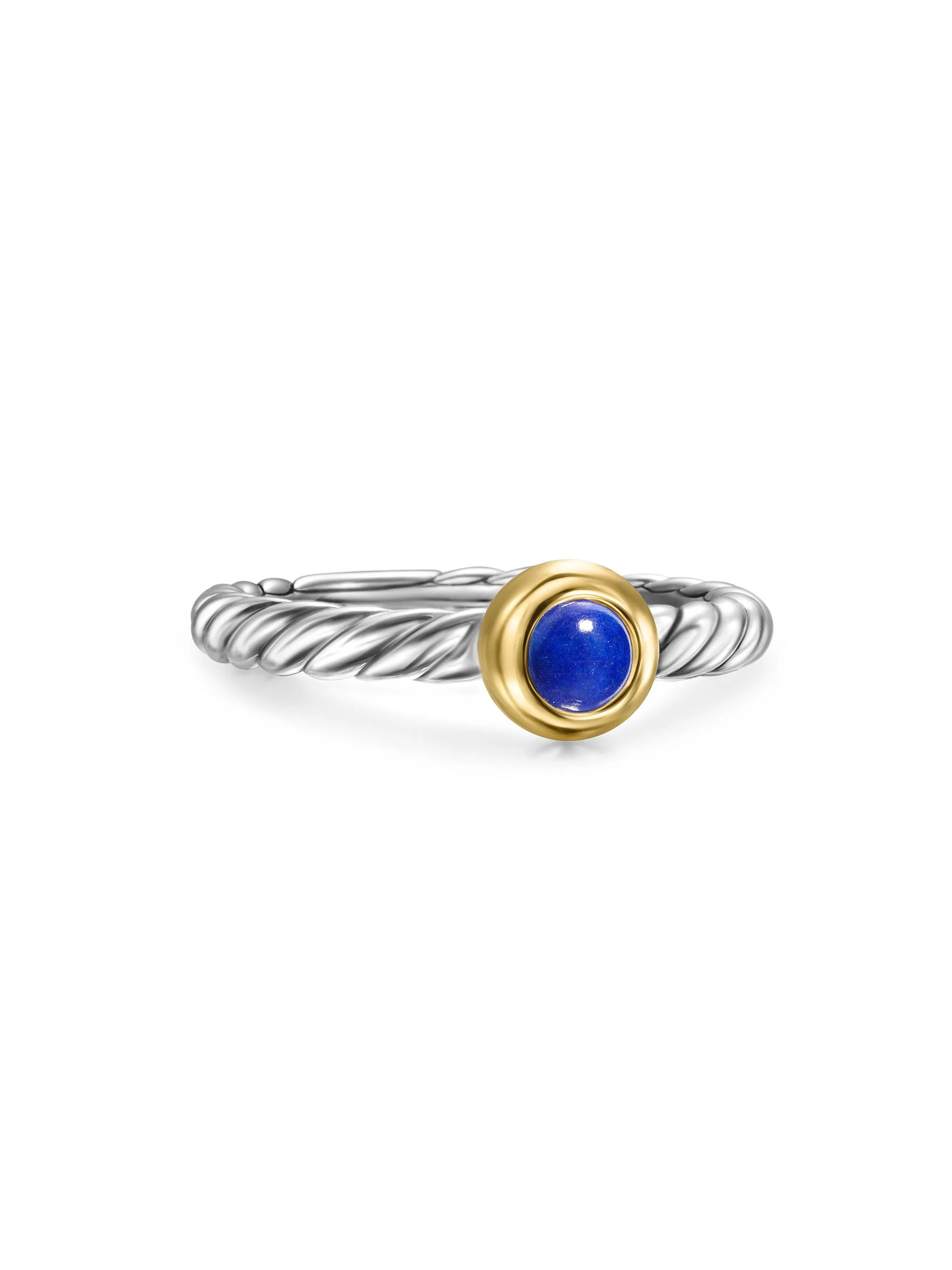 Women's Petite Cable Ring in Sterling Silver - Lapis Lazuli - 1