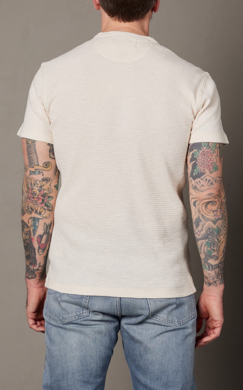 WAFFLE-KNIT HENLEY SHIRT PAPER WHITE - 6