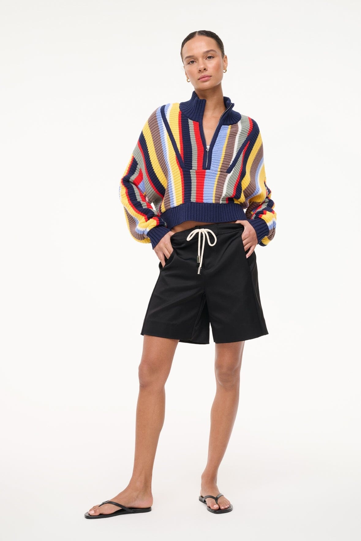 STAUD CROPPED HAMPTON SWEATER MARKET STRIPE - 3