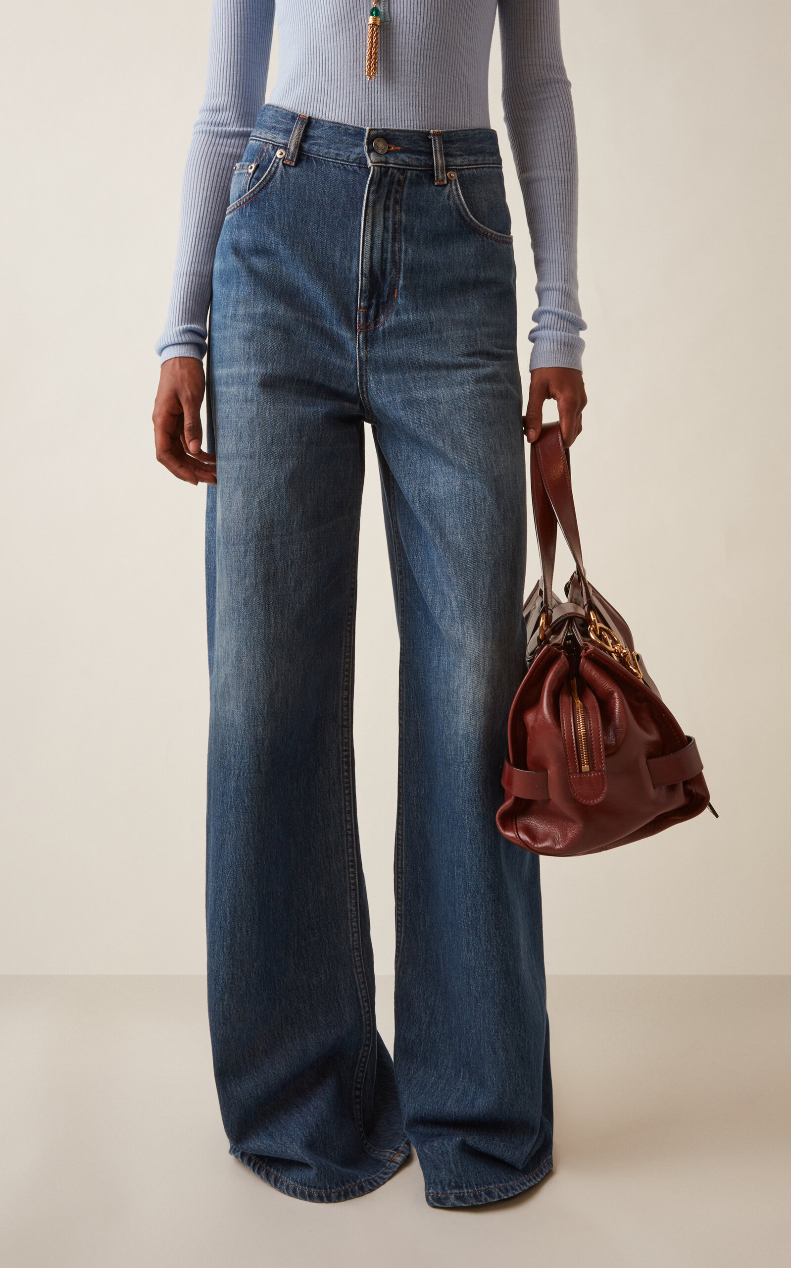 Rigid High-Rise Wide-Leg Jeans blue - 3