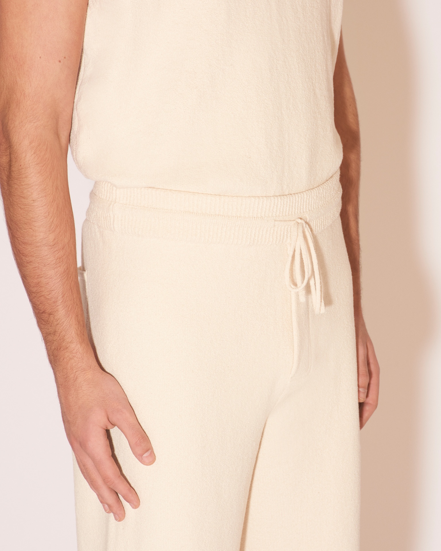 DARIO - Textured linen relaxed pants - Creme - 5