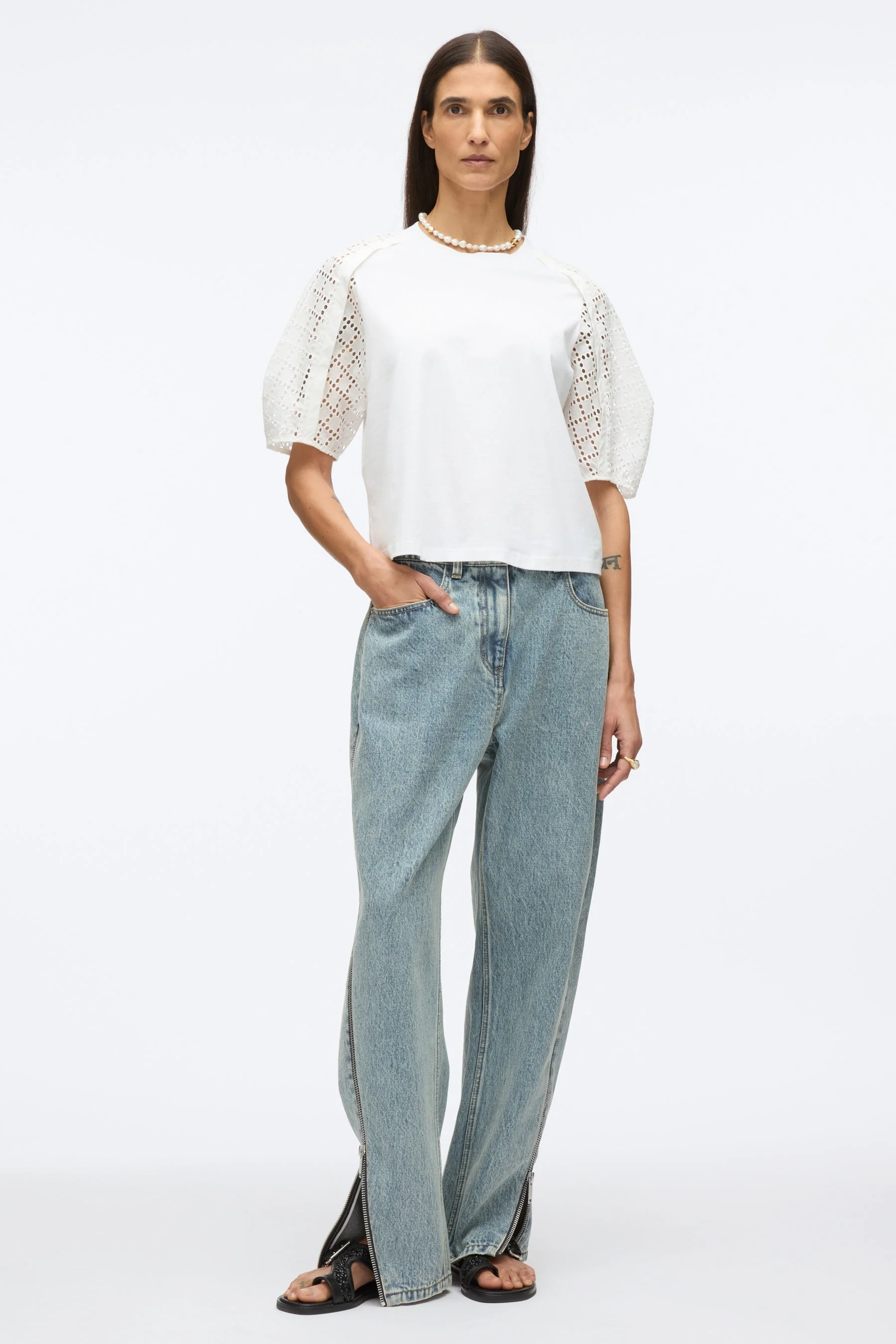 Broderie Anglaise Combo Tee - 1