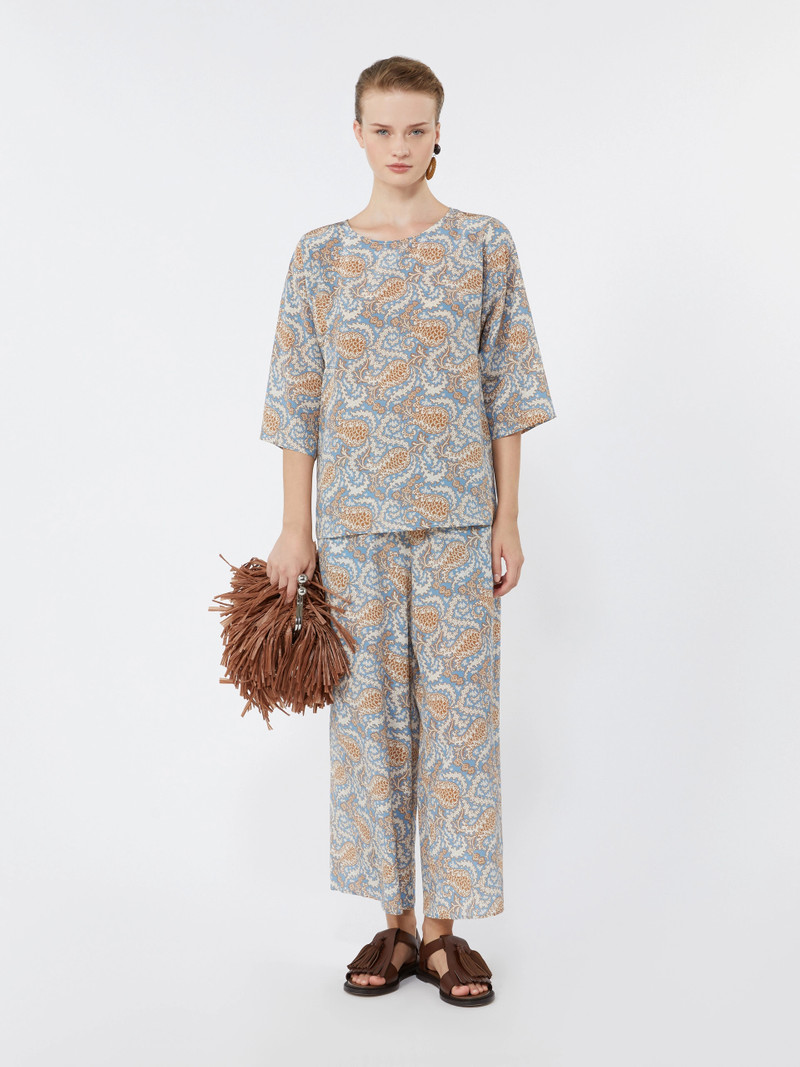 GINNICO Printed silk crêpe de Chine blouse - LIGHT BLUE 8