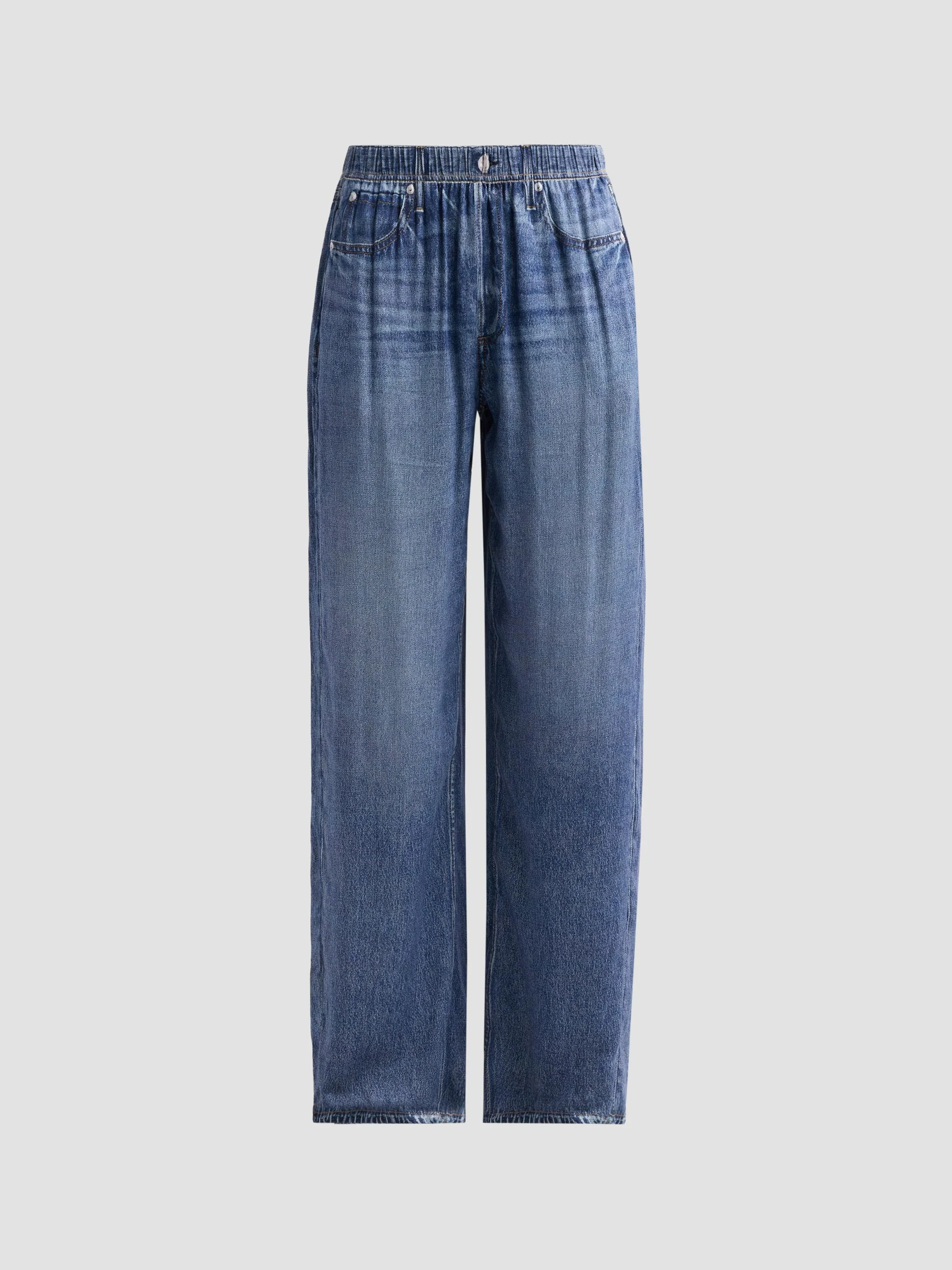 Women's rb Miramar Slink Printed Wide-Leg Pull-On Pants - Lagoon - 1