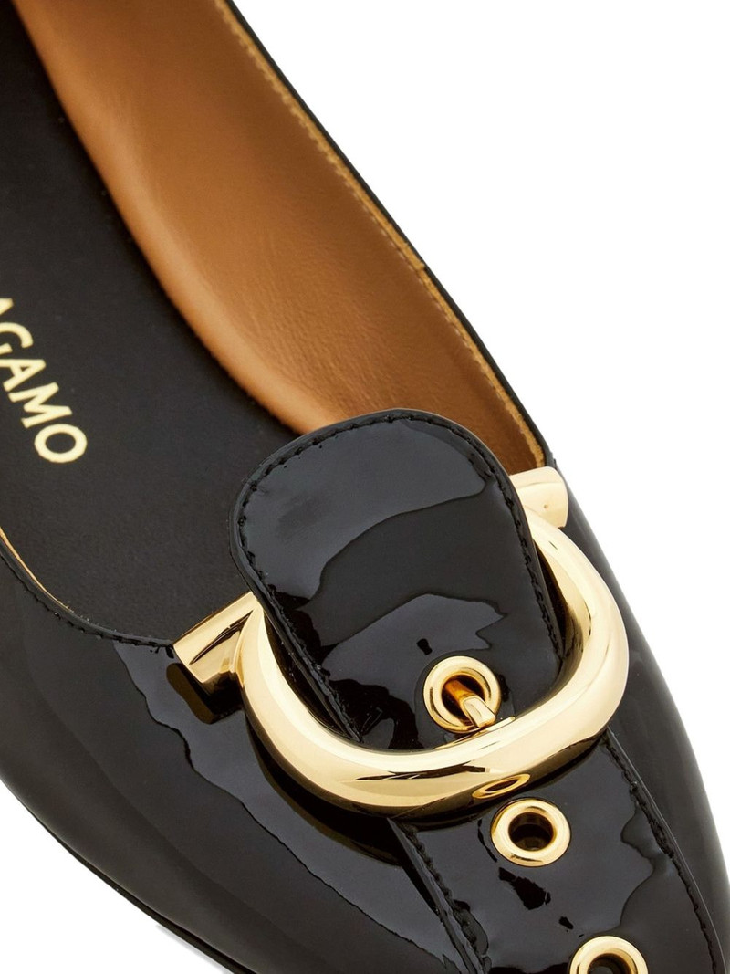 Gancini-buckle leather ballet flats 4