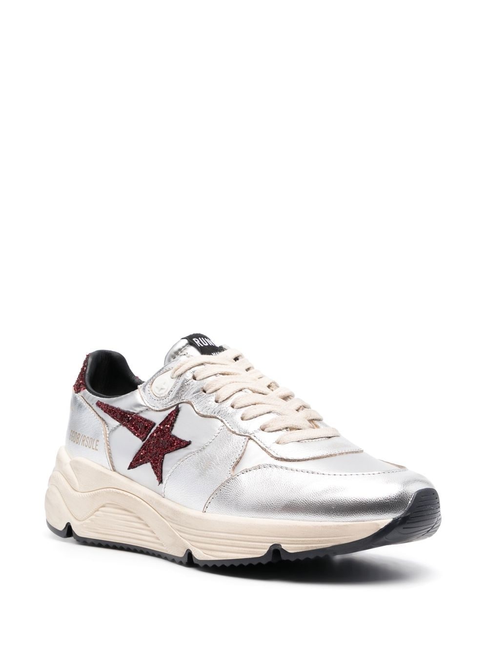 star patch metallic leather sneakers - 2