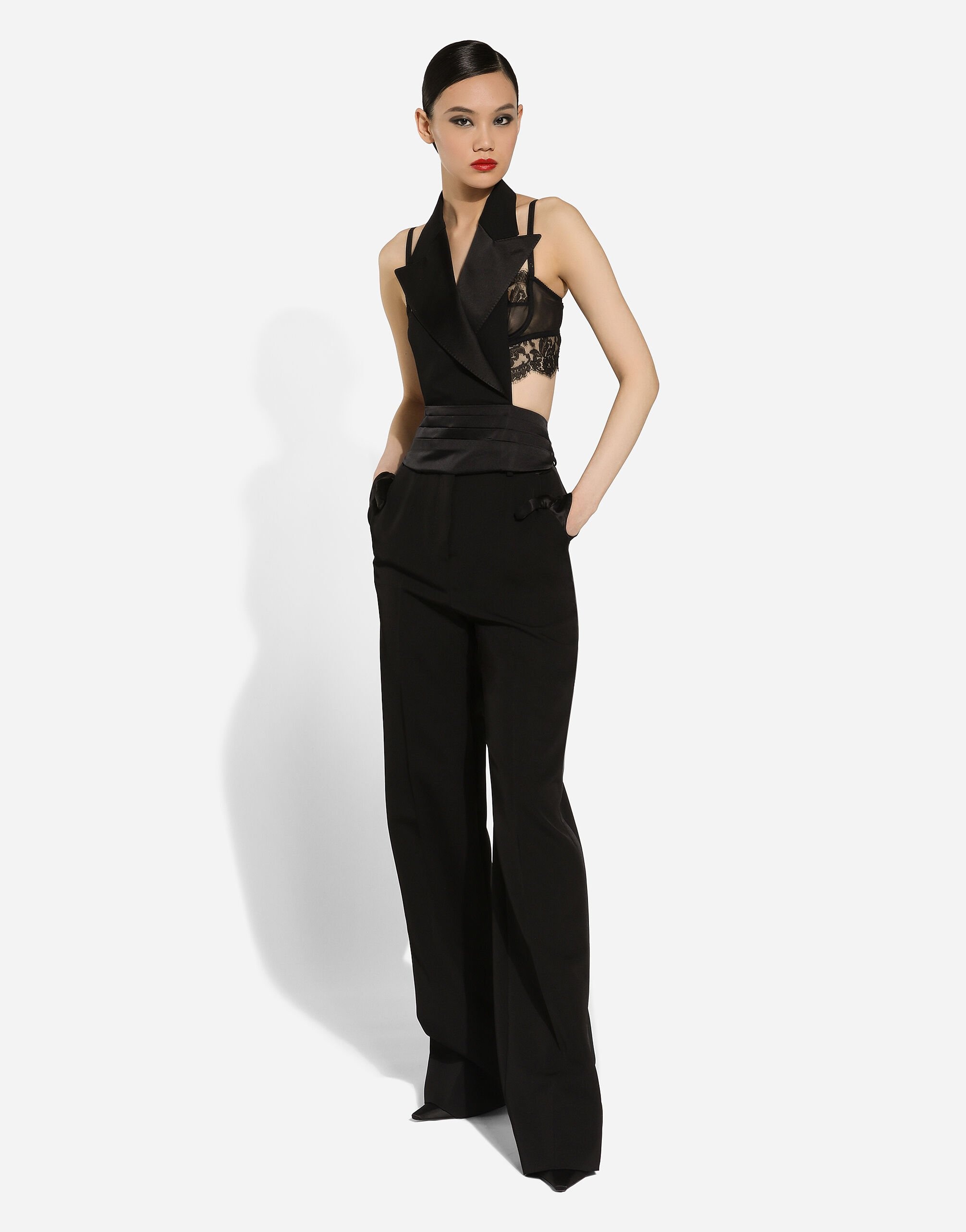 Wool gabardine tuxedo pants - 3