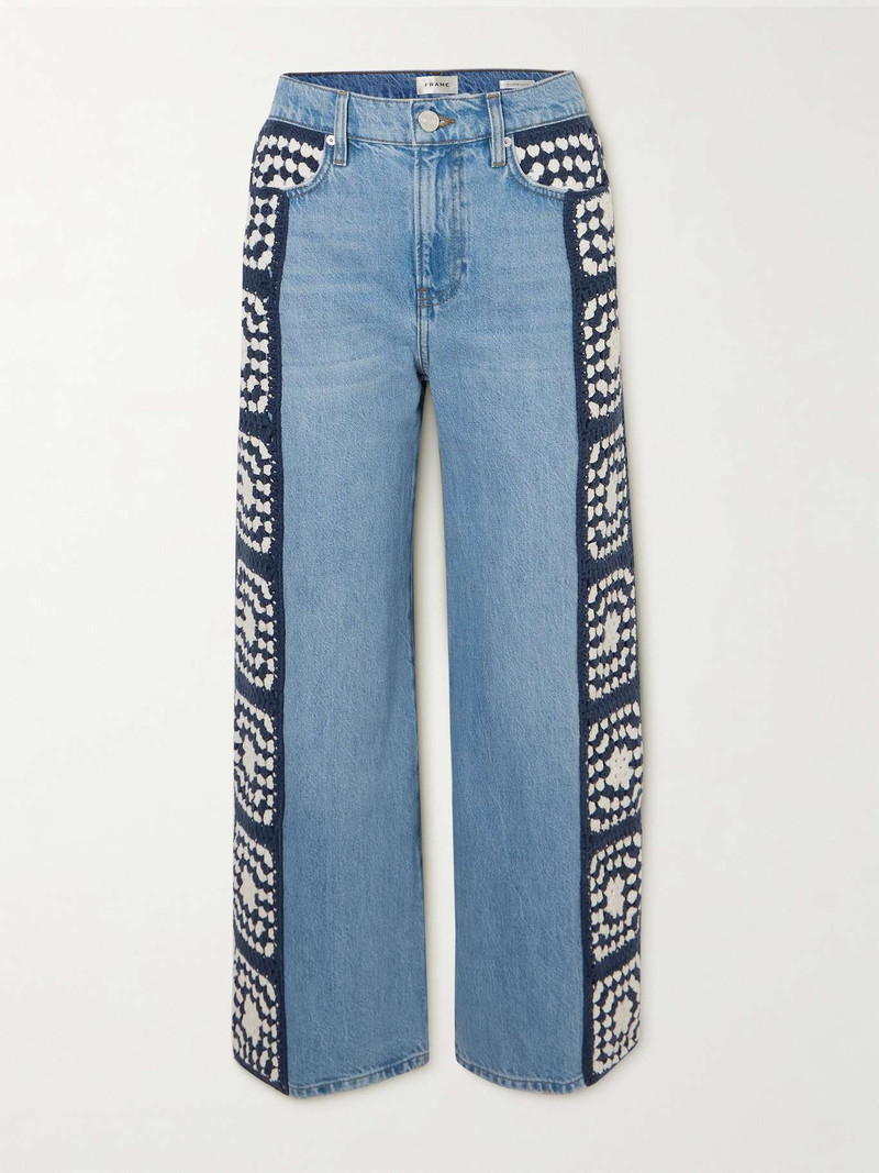 Le Jane cropped crochet-trimmed high-rise straight-leg jeans 1