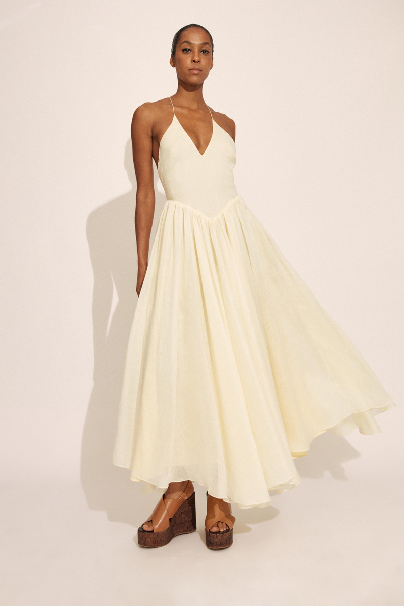 BARDOT Arletha Halter Maxi Dress In Canary Yellow outlook