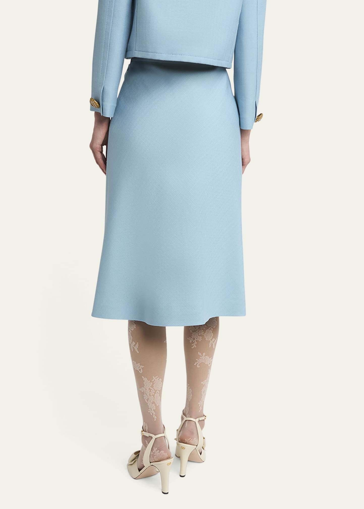 V Logo Solid Viscose Skirt - 3