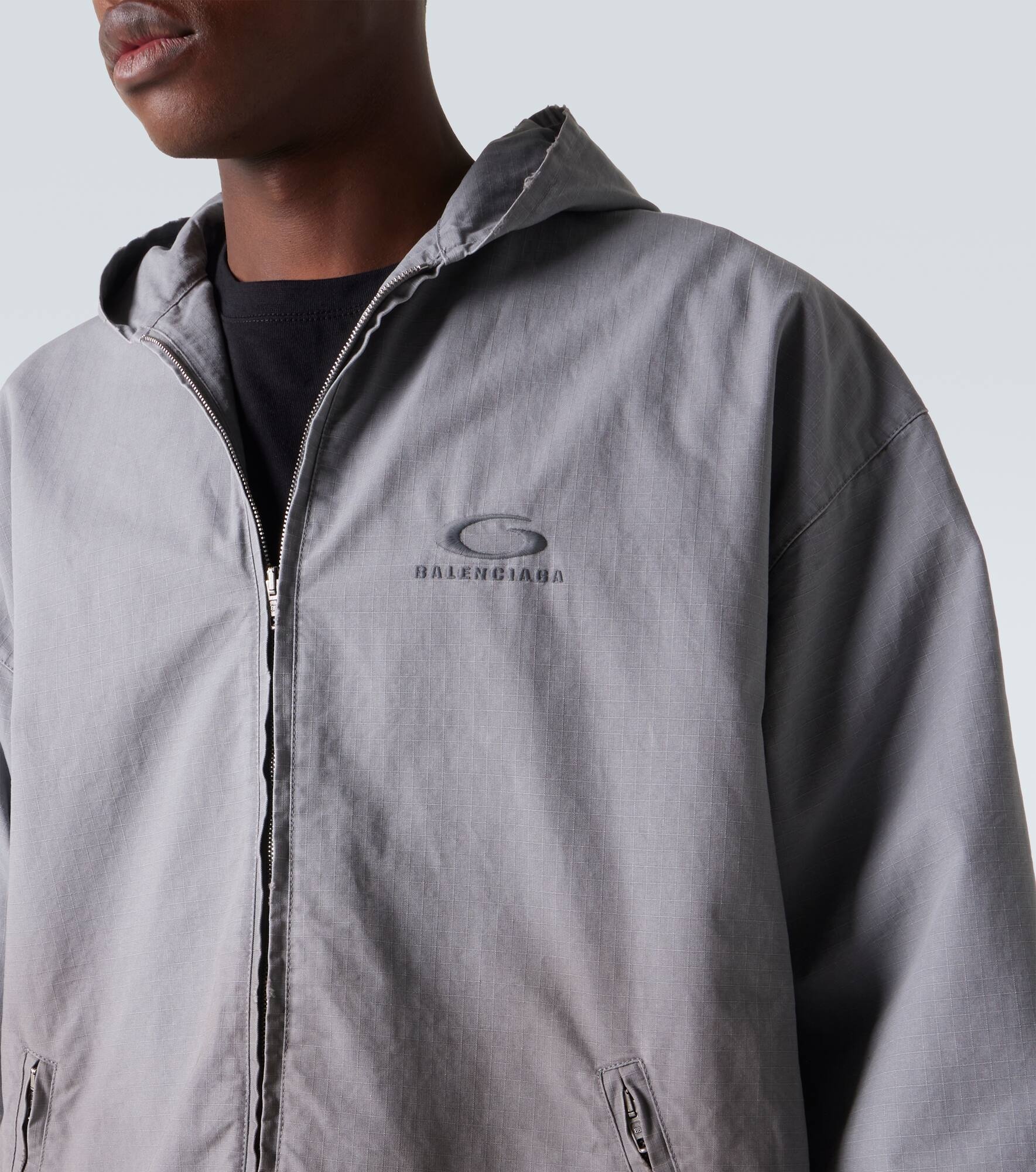 Cotton ripstop zip-up hoodie - 5
