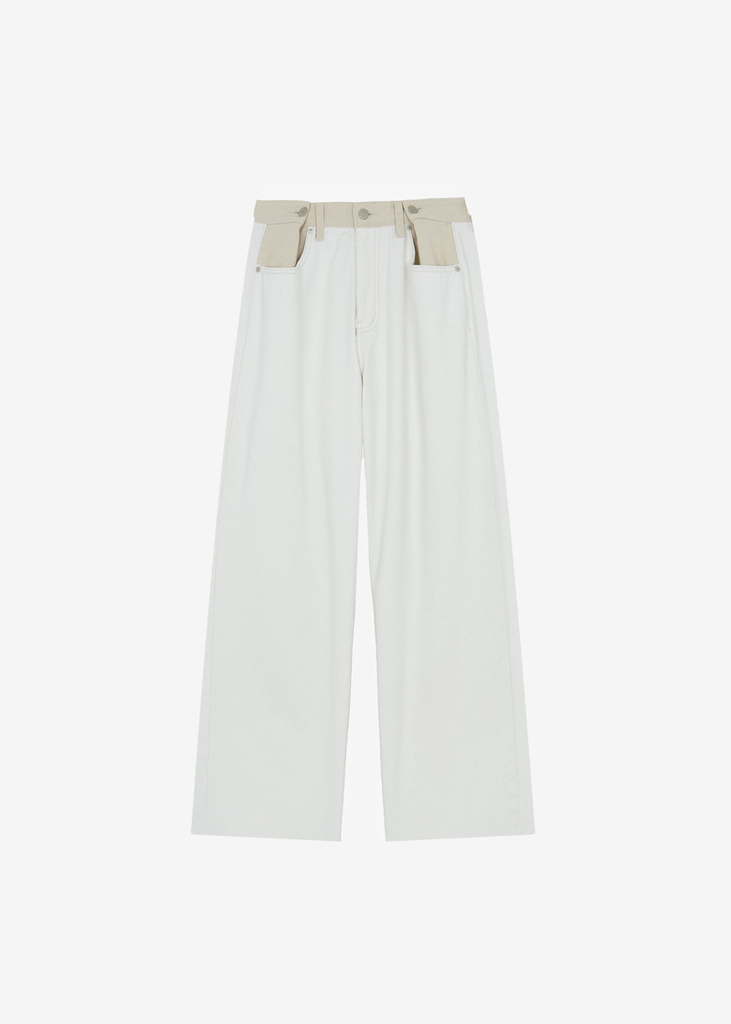Hayla Contrast Denim Pants - Off White/Beige 13