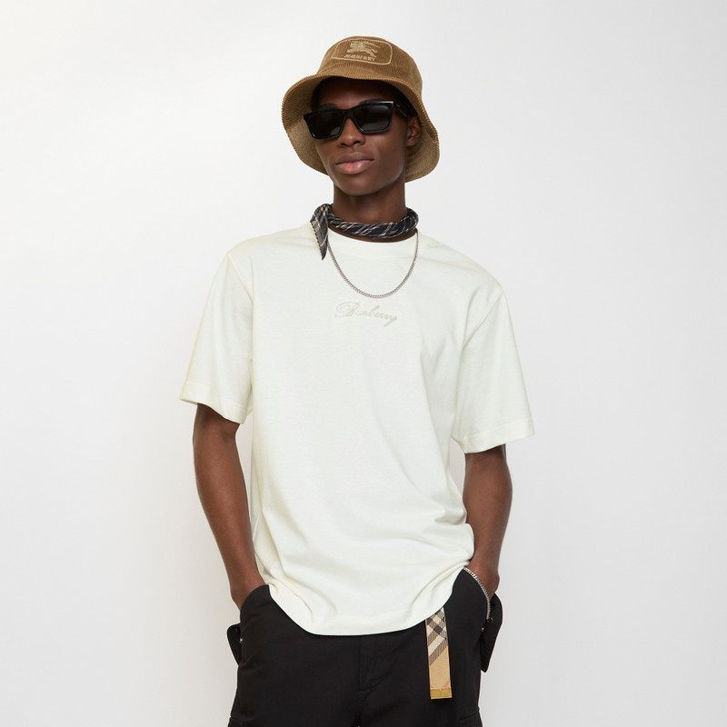 Burberry Check Cursive Logo Cotton T-shirt outlook