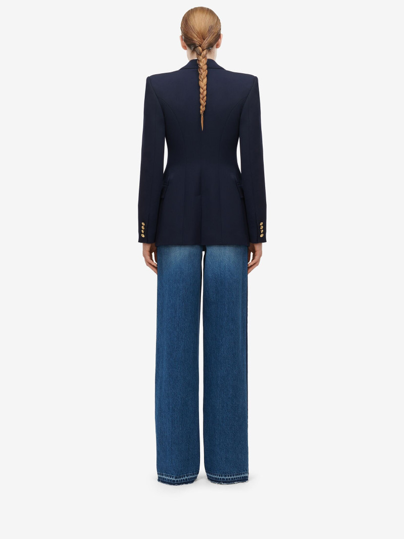 Women's High-waisted Wide Leg Jeans in Washed Blue 4