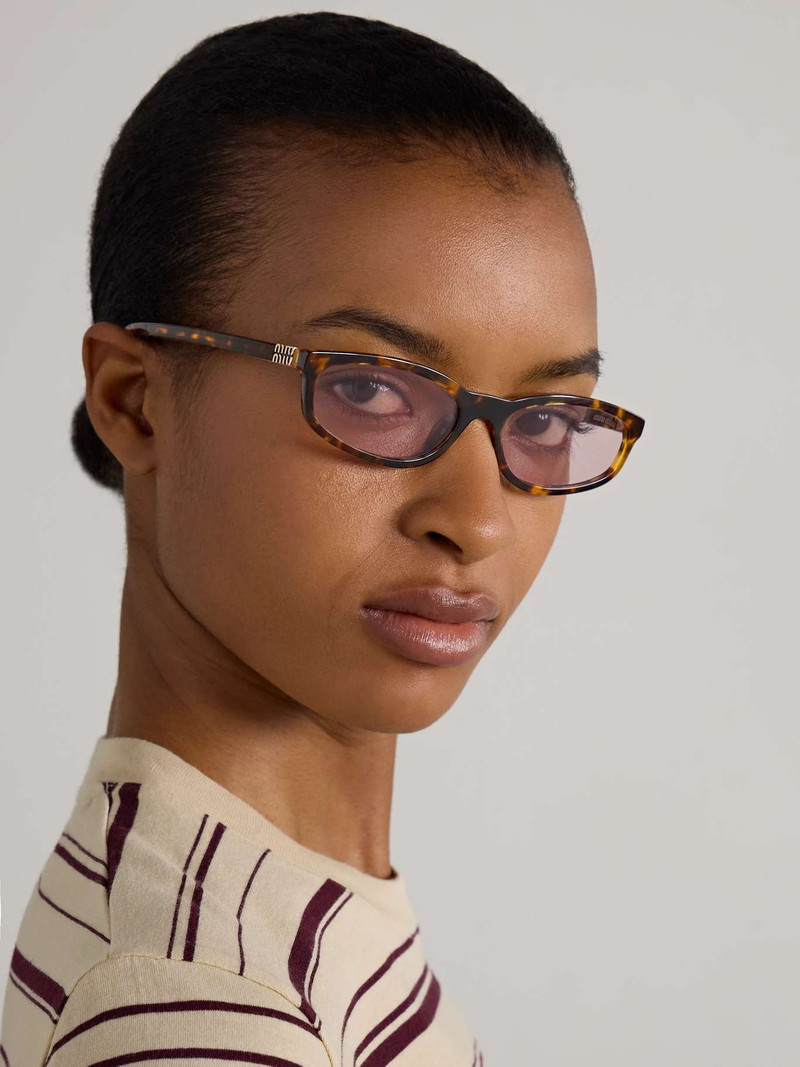 Miu Miu Oval-frame tortoiseshell acetate sunglasses Tortoiseshell outlook
