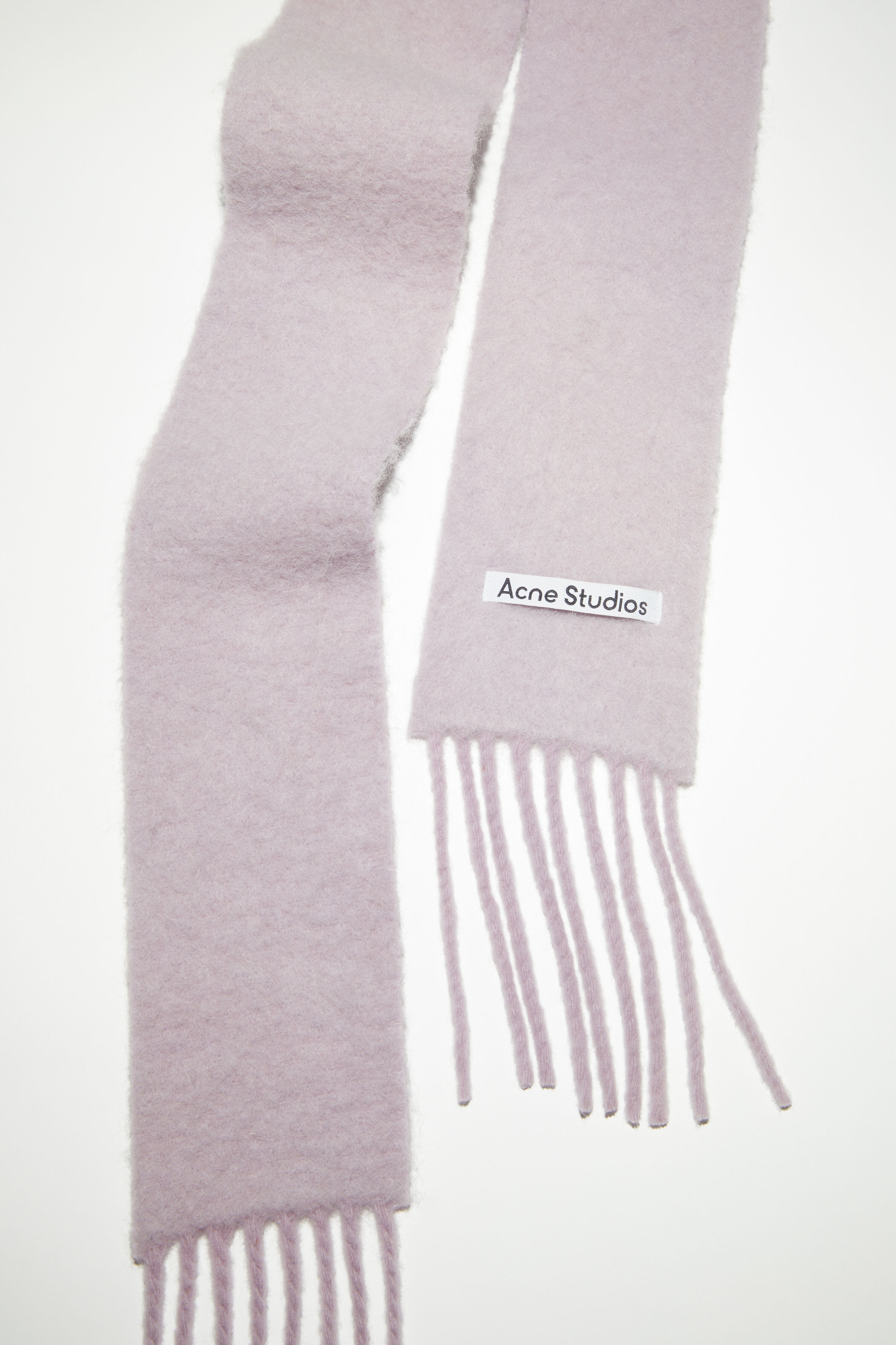 Wool-alpaca fringe scarf - Skinny - Dusty lilac - 4