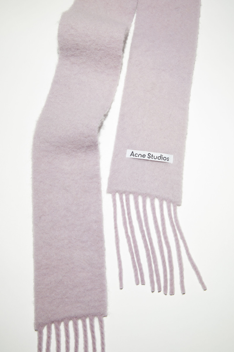 Wool-alpaca fringe scarf - Skinny - Dusty lilac 4