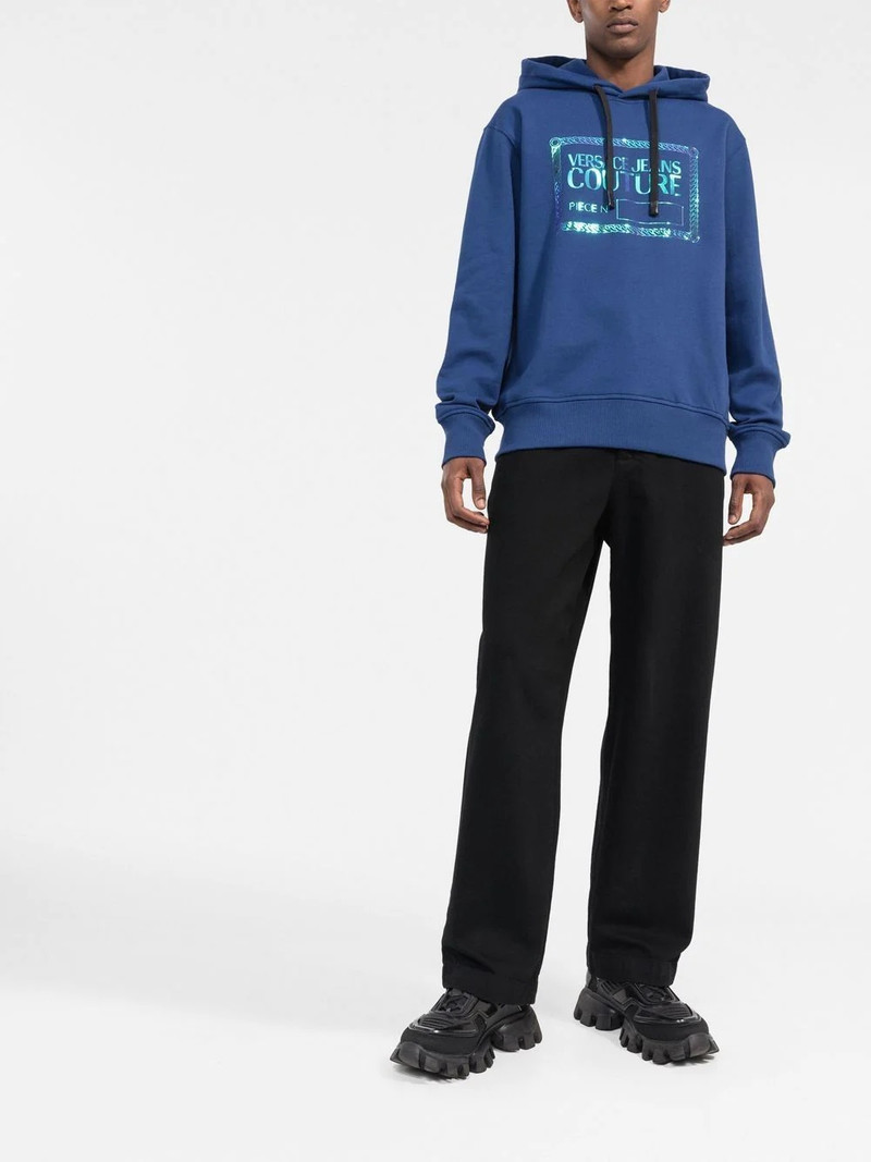VERSACE JEANS COUTURE logo plaque cotton hoodie outlook