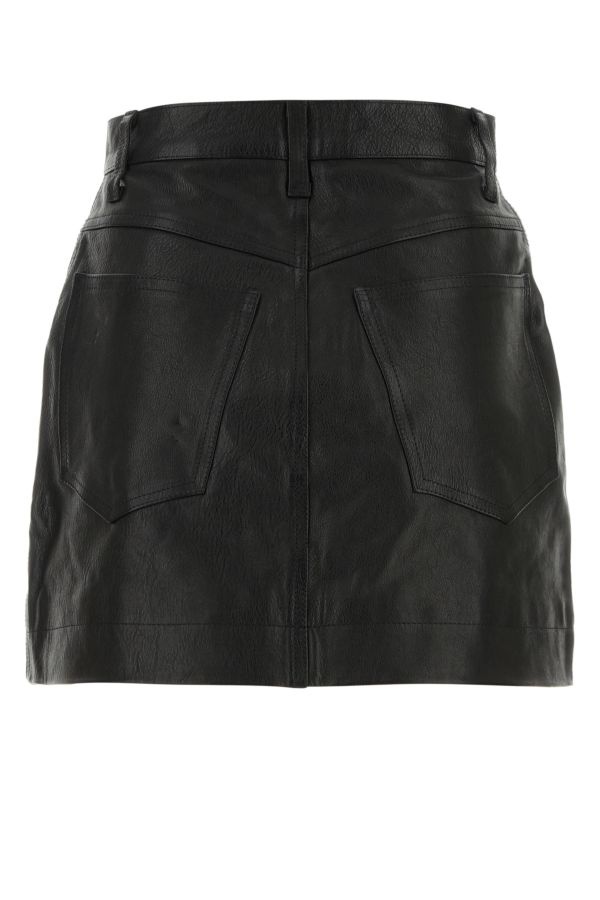 Black leather mini skirt - 2
