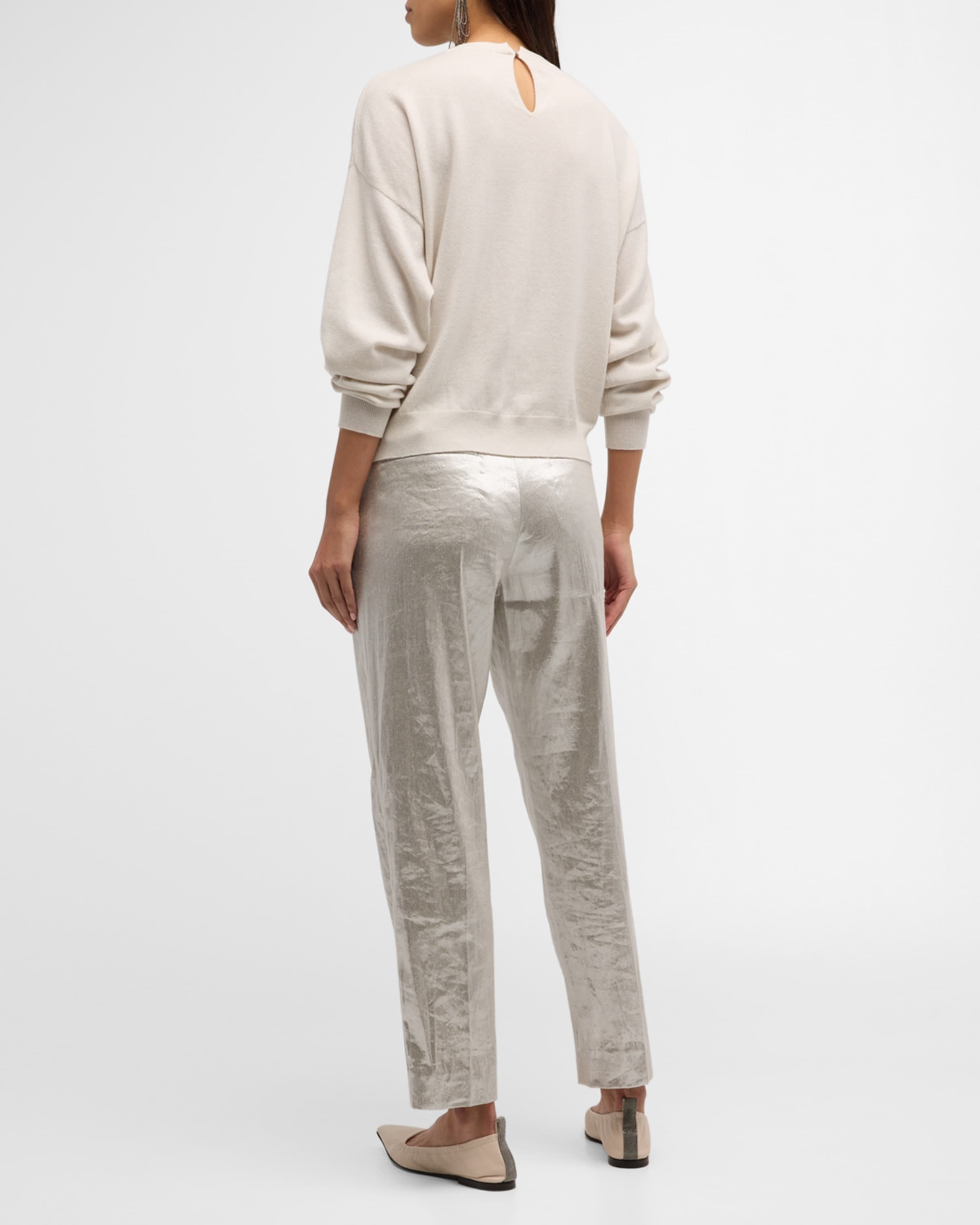 Linen Metallic Tailored Pants - 3