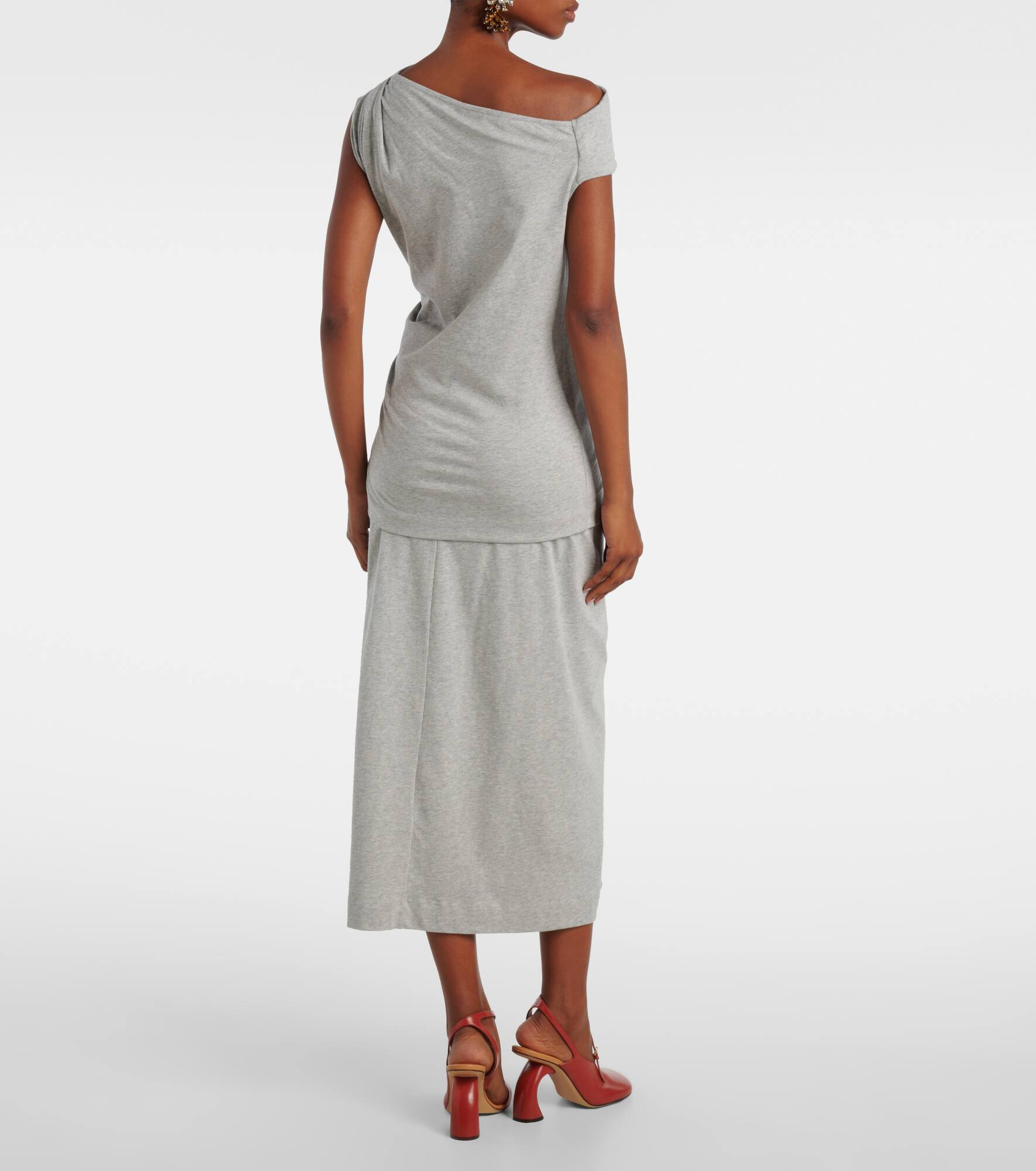 Draped cotton jersey top - 3